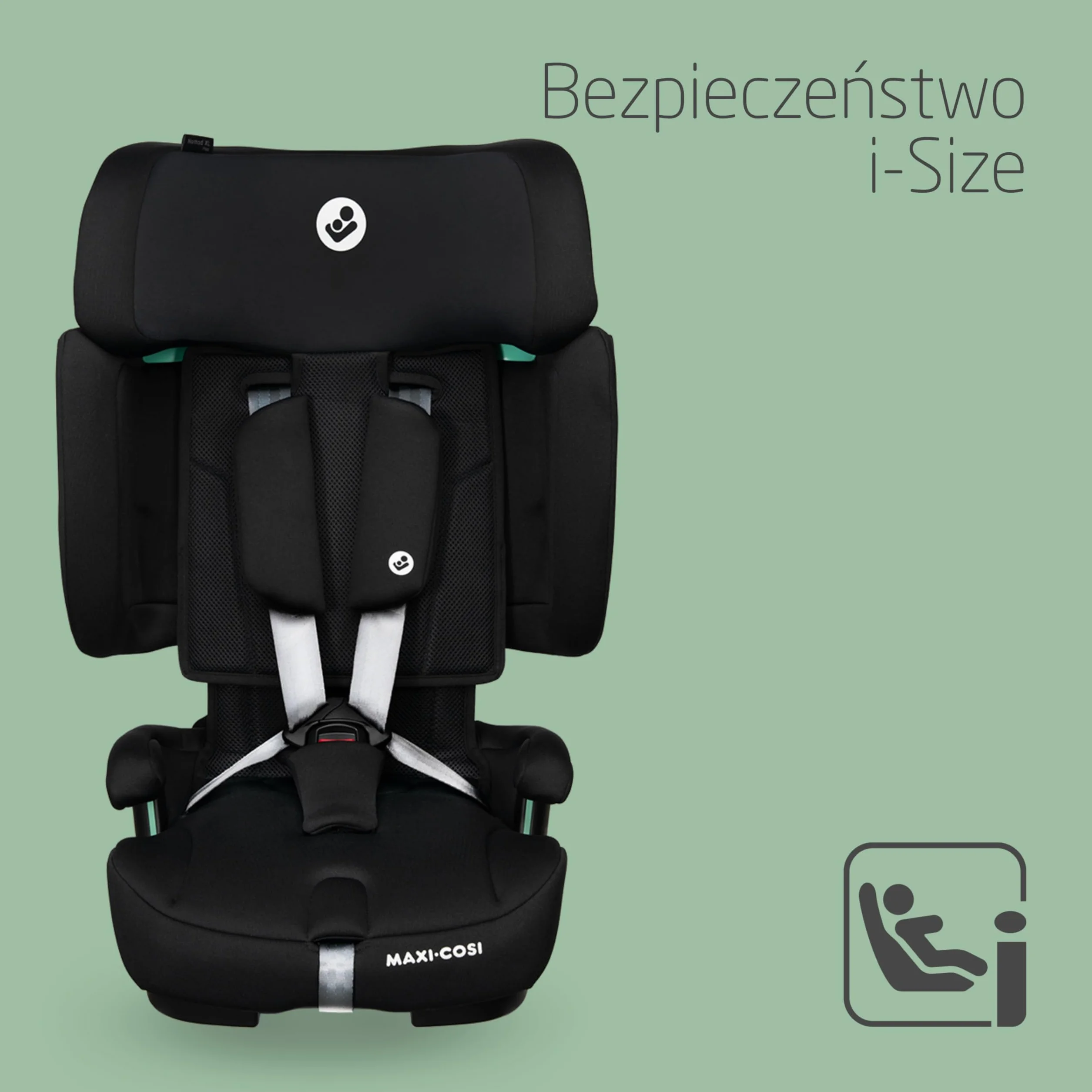 Maxi-Cosi Nomad XL Plus, Ewolucyjny Fotelik Samochodowy, 15 miesięcy - 12 lat, 76-150 cm, Składany, Podróżny Fotelik Samochodowy, System Ochrony Bocznej G-CELL, Torba Podróżna, Authentic Black
