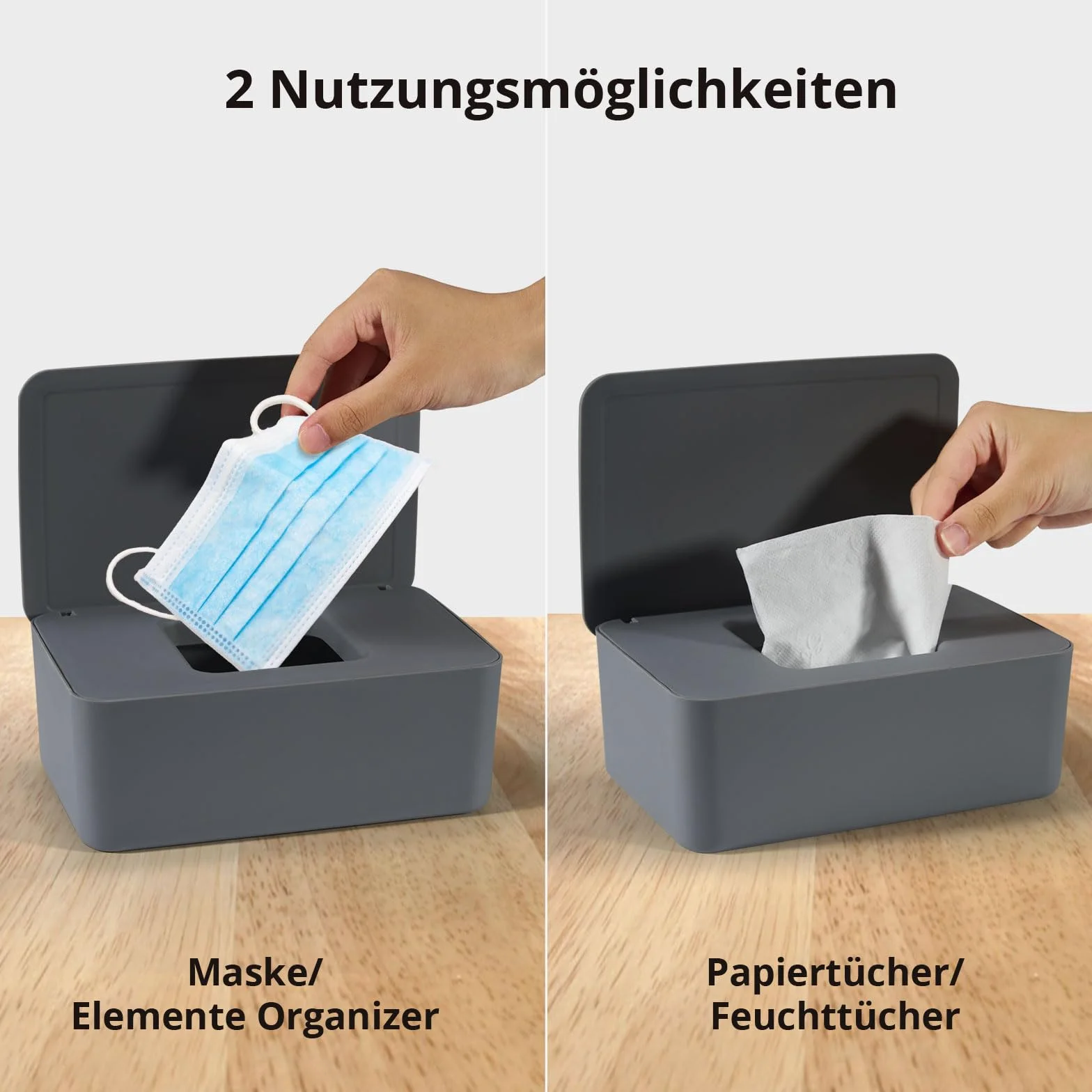Cheerhom Pudełko na chusteczki nawilżane dla niemowląt, pudełko na mokre chusteczki toaletowe, szare pudełko do przechowywania z pokrywką pomieści chusteczki, mokre pudełko na papier do domu i biura