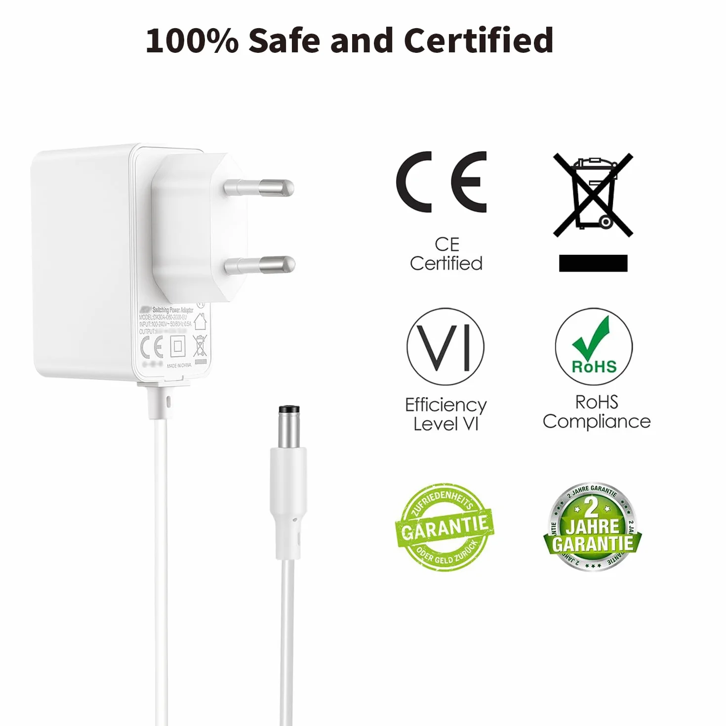 Zasilacz sieciowy do Philips Avent niani kabel do ładowania 2 m, zasilacz 6 V 2 A 1 A 0,5 A ładowarka do SCD501/00, SCD503/26, SCD723/26, SCD560, DECT niania elektroniczna dla niemowląt, SCD505