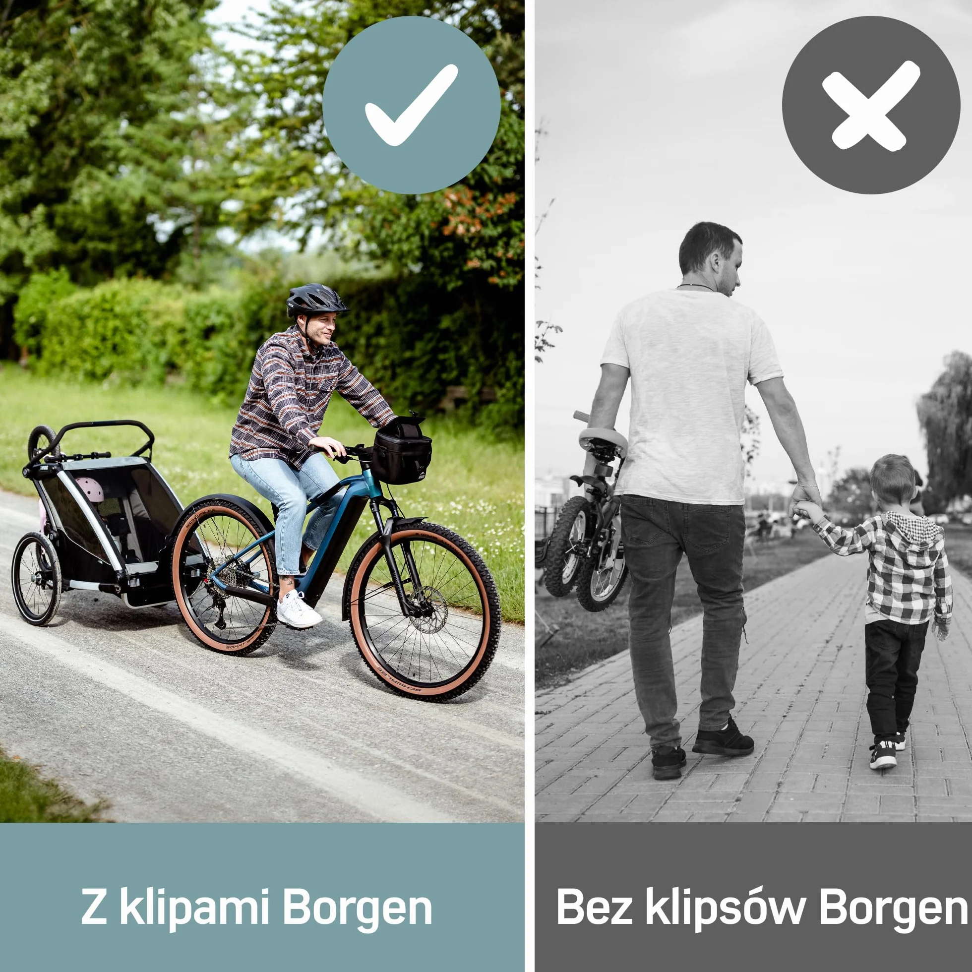 Borgen Clip – uchwyt na rower dziecięcy i rowerek biegowy do Thule Chariot od 2017 Sport, Cross, Cab, Lite 2 do 14 cali maks. 8 kg – uchwyt na rower do części zamiennych do bagażników Thule