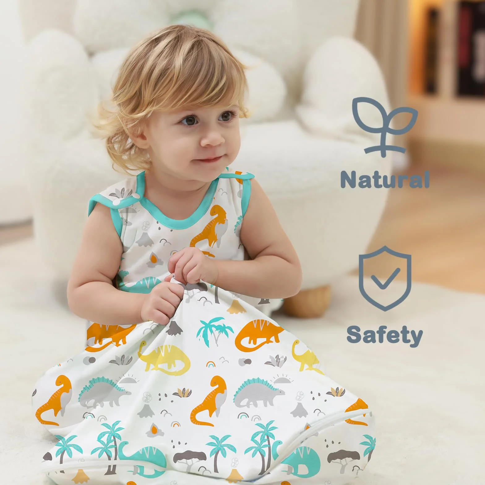 Mosebears Baby Śpiworek Lato 0,5 tog Cute Animal Cartoon Mywalny Koc Przenośny Bezrękawowy