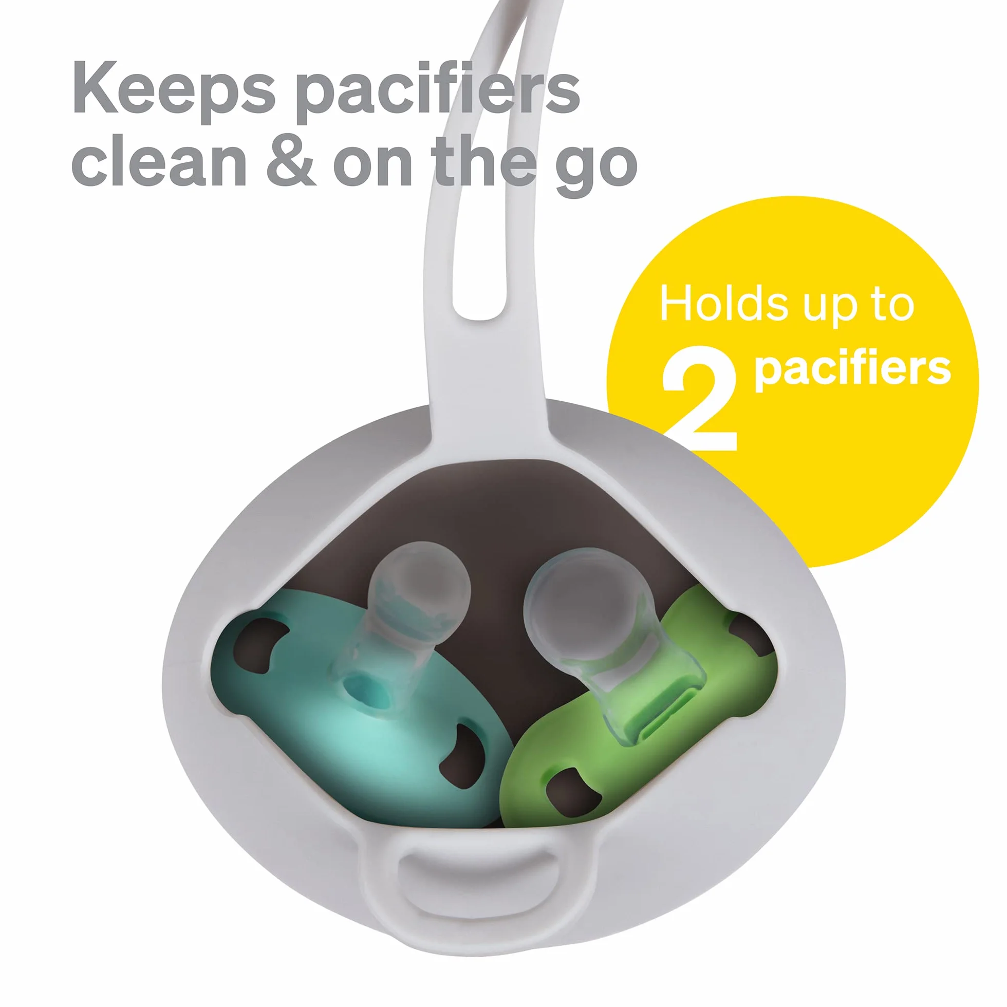 Love Noobs Pacifier Holder, Baby Pacifier Case, Silicone Soother Holder, Grey