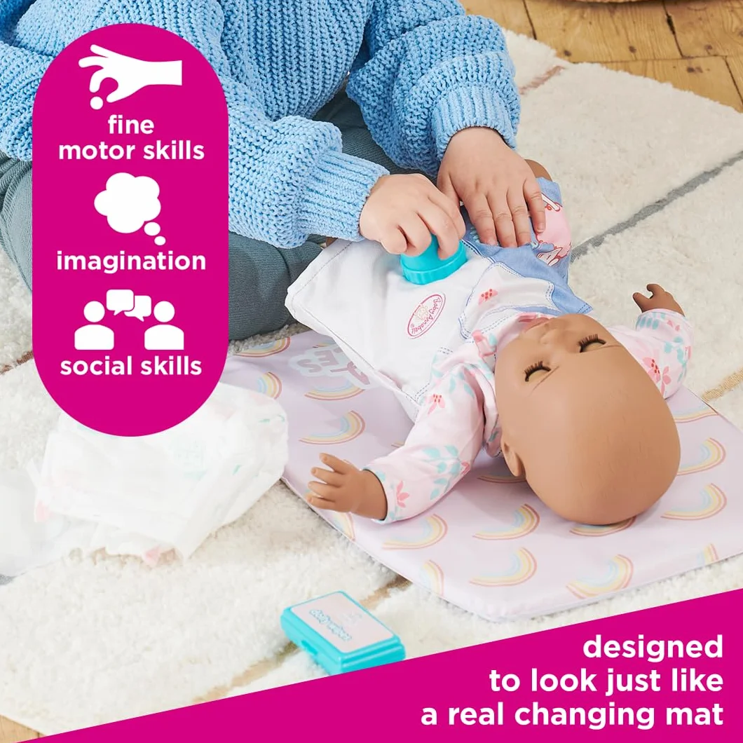 Casdon Changing Mat Set, Dolls Changing Mat & Care Set For Children Aged 3+, Includes Reusable Nappy, Brush, Pretend Talc & More!