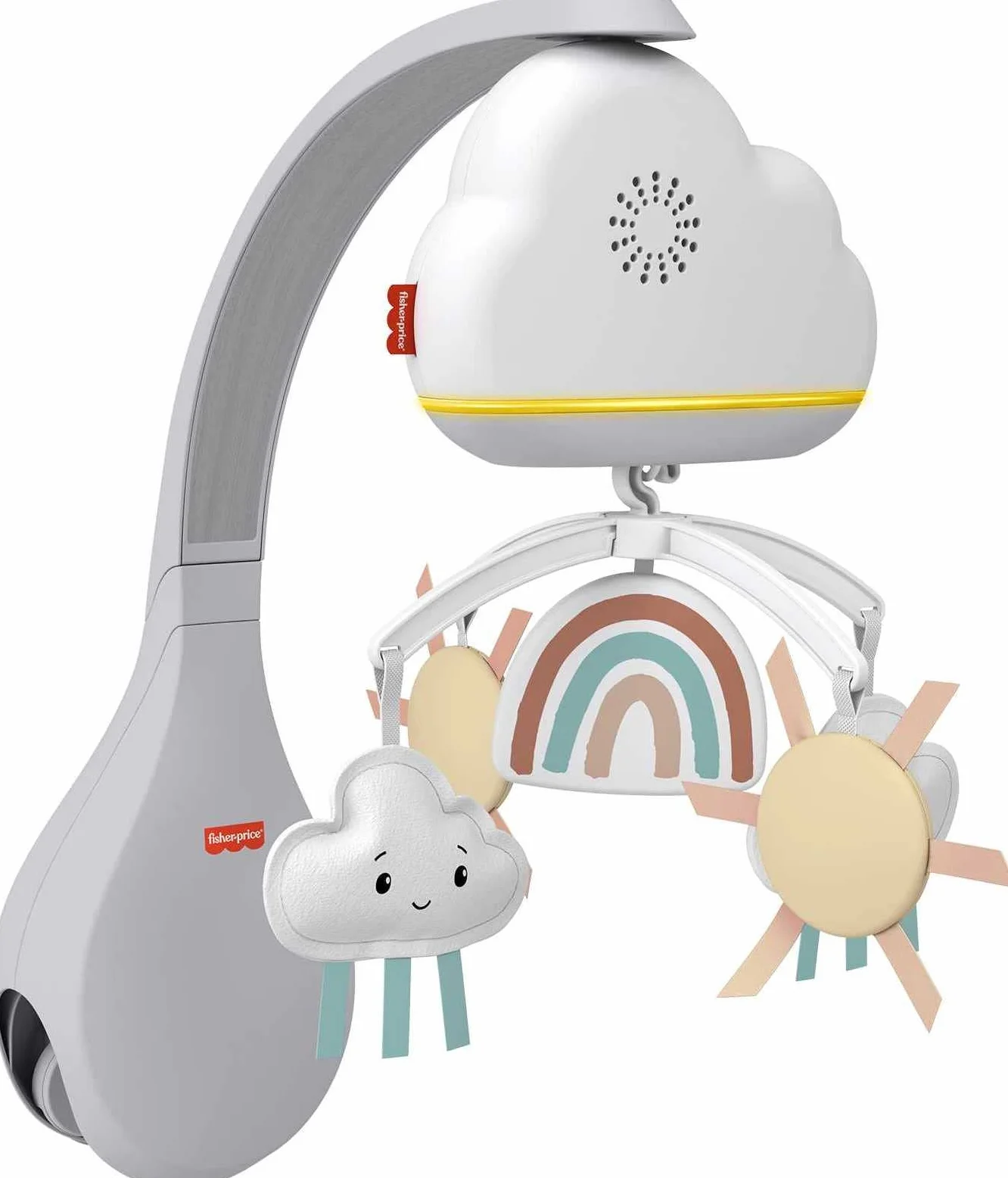 Fisher-Price Chmurkowa tęcza Uspokajacz karuzelka, uspokajacz na szafkę i zabawka z dźwiękami dla dzieci od narodzin, HBP40