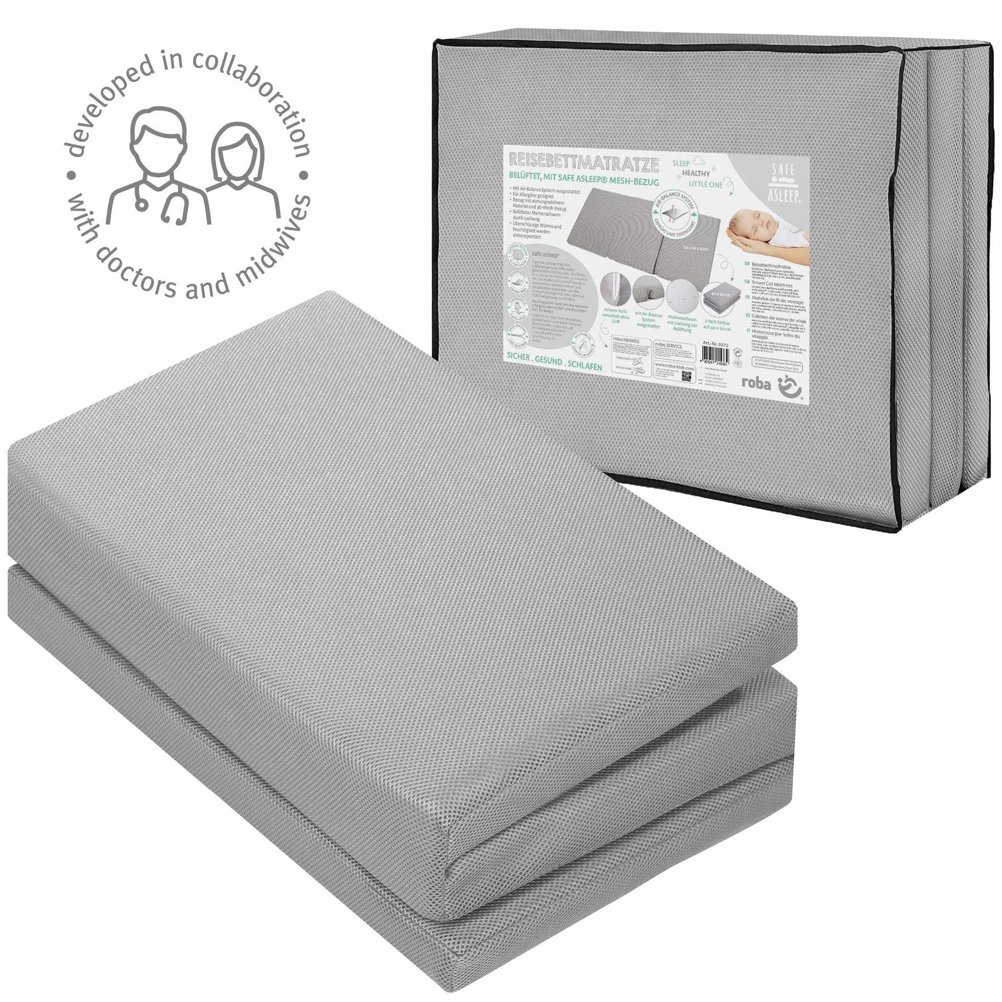 Mata podróżna safe asleep roba 60x120 cm dla dzieci do łóżeczka z torbą transportową