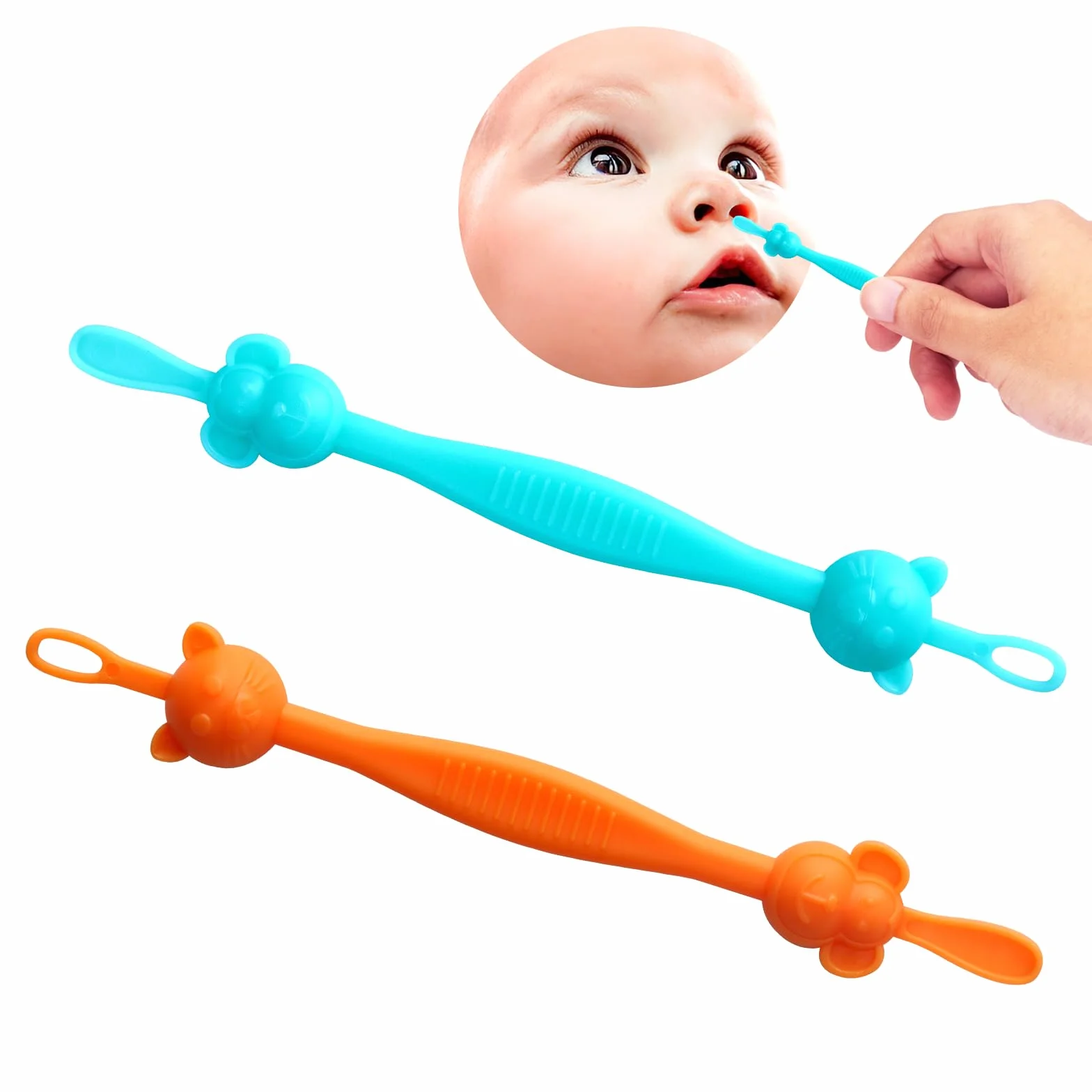 Bezpieczny przyrząd do czyszczenia nosa i uszu dla niemowląt – niezbędne narzędzie do rejestrowania baby shower | proste urządzenie do czyszczenia nosa dla niemowląt i małych dzieci | podwójne