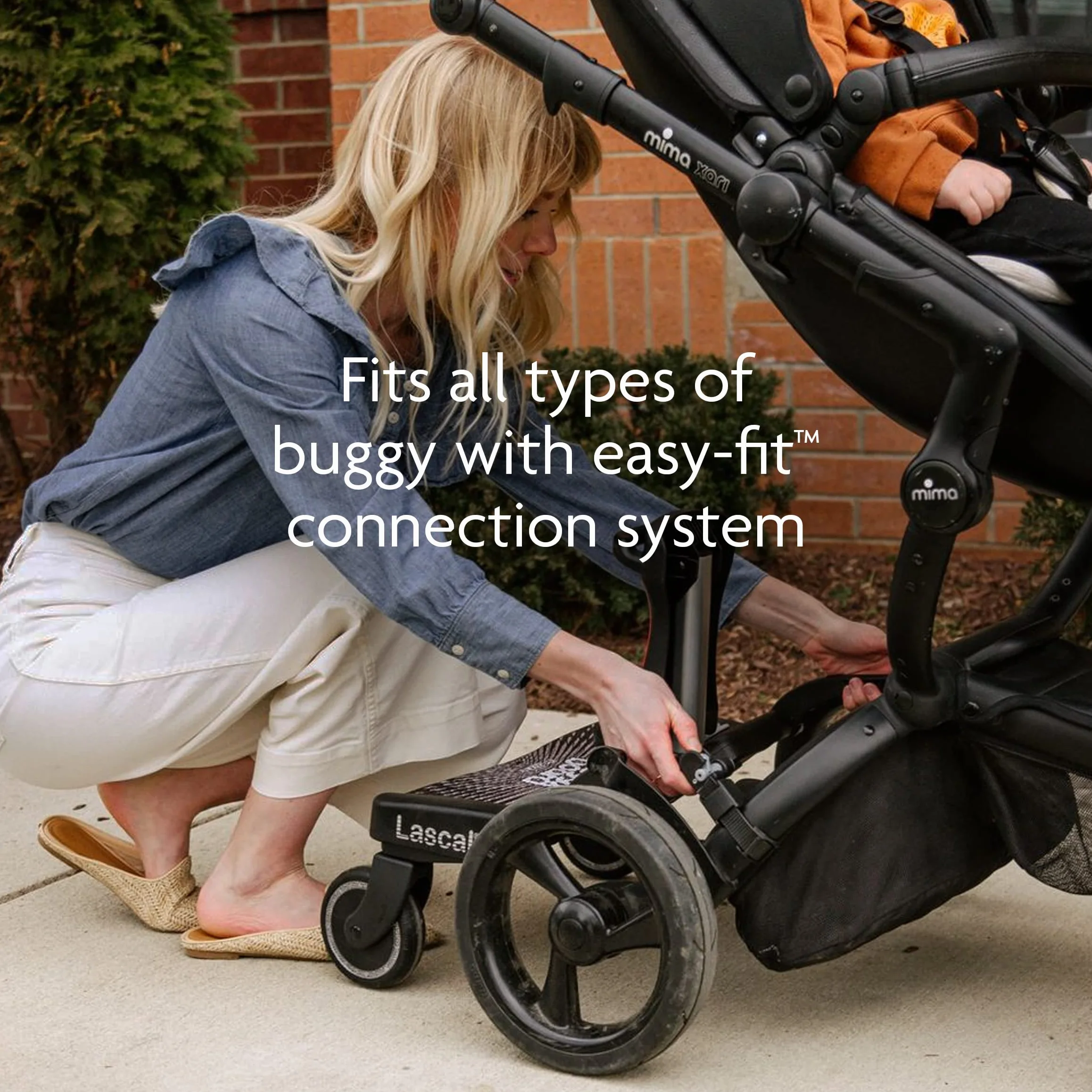 Lascal® BuggyBoard® Maxi+, Czarny Buggy Board z Szarym Siedziskiem Saddle Dostawka do Wózków Spacerowych i Wózków Dziecięcych dla Dzieci w wieku 2-6 Lat (22 kg),