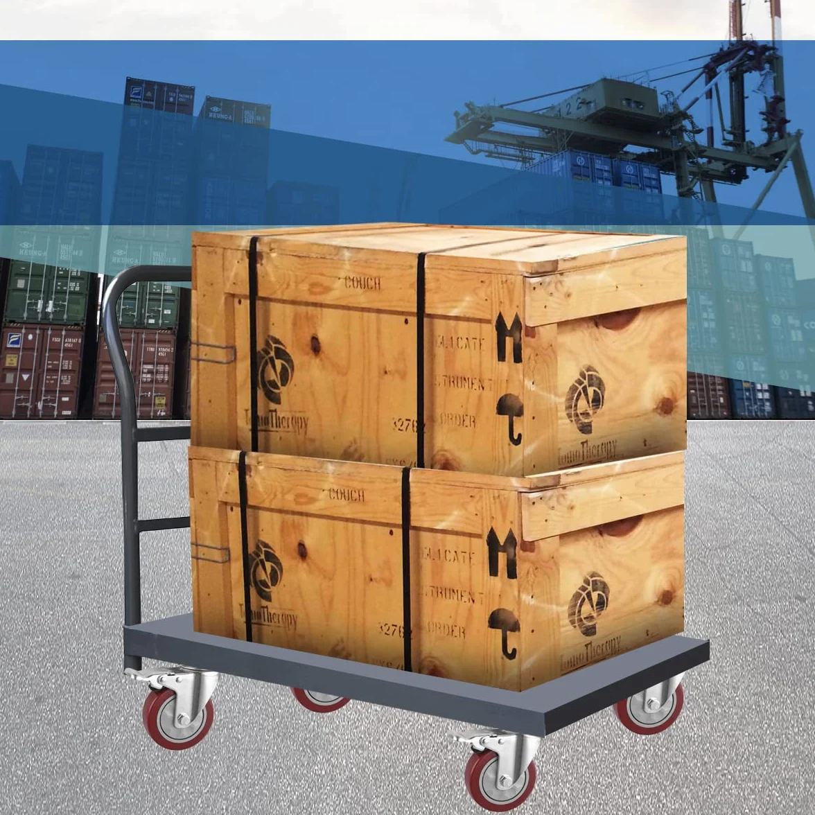 4 x Kółka Skrętne z Hamulcem, Transportowe 100 mm, do Dużych Obciążeń, Mebli, Obrót 360°, 600 kg Nośności, Wewnątrz i na Zewnątrz, Czerwone