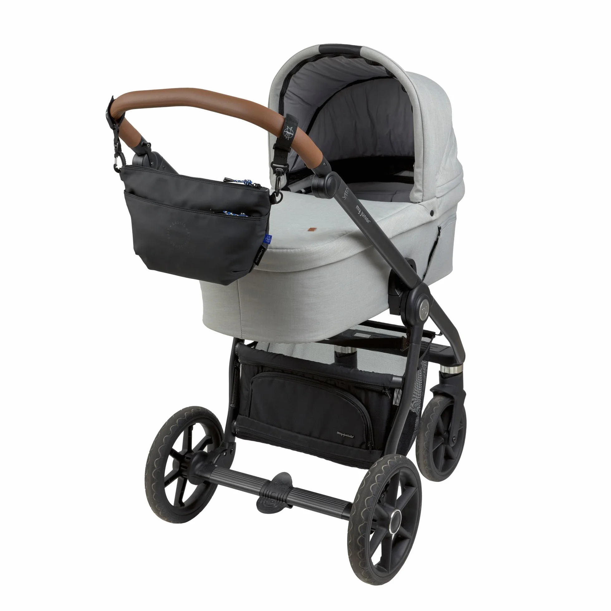 LÄSSIG Organizer do wózka dziecięcego, torba na ramię, torba do wózka dziecięcego, w zestawie z mocowaniem do wózka dziecięcego/Buggy Bum Bag czarny