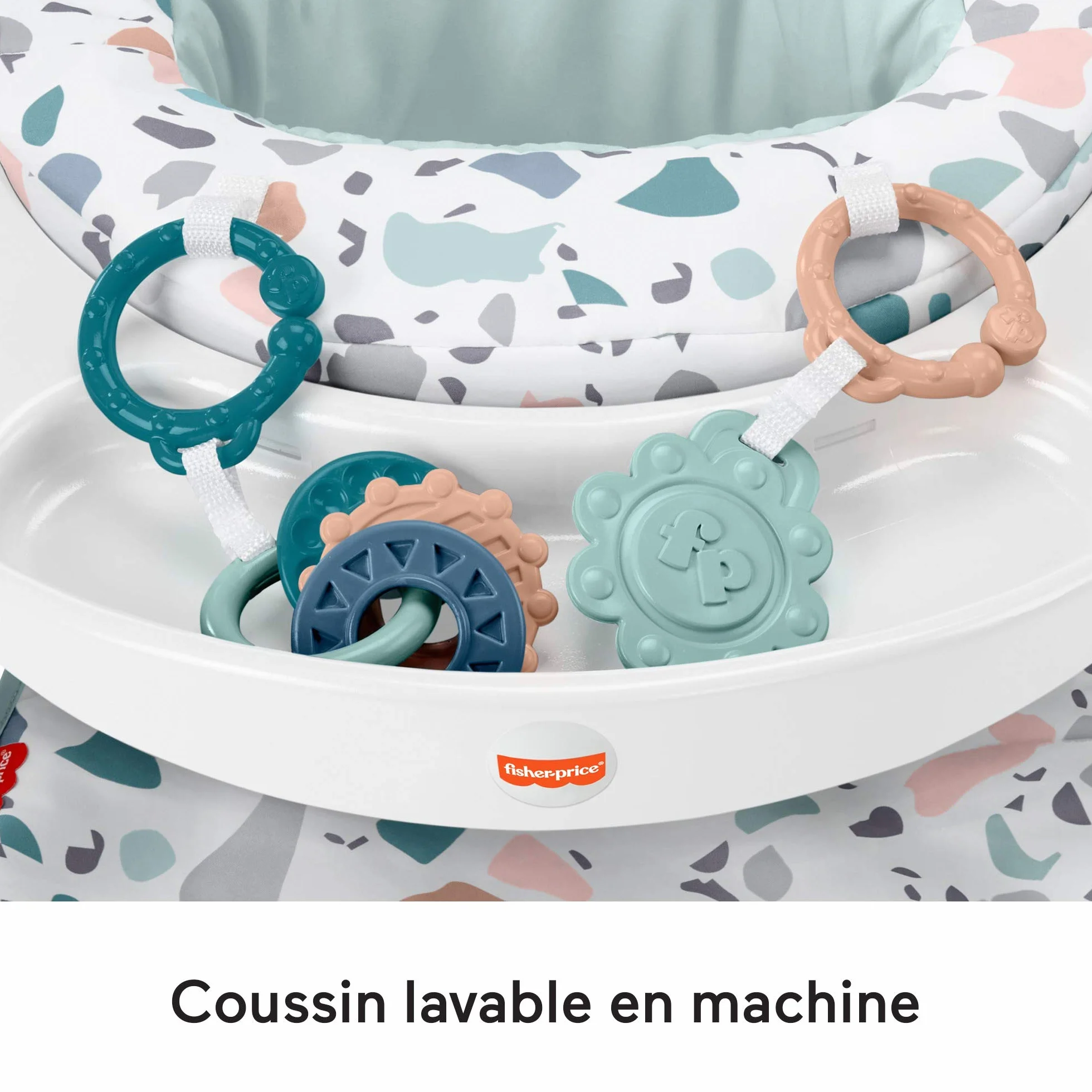 Fisher-Price Portable Baby Chair with Tray and 2 Baby Toys, Sit-Me-Up Floor Seat, Pacific Pebble