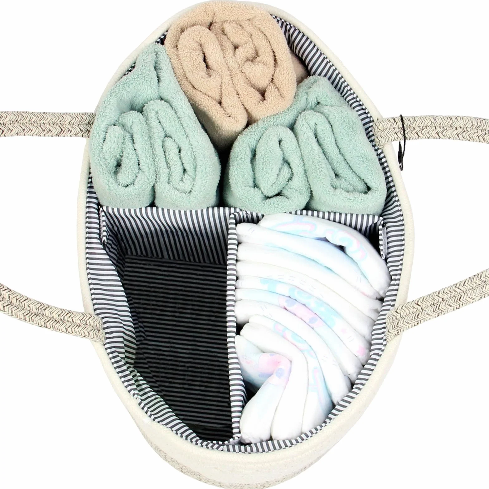 Casaphoria Caddy Organization tkany kosz z bawełnianej liny kosz do przechowywania lub prezent, miękki okrągły kosz z uchwytem, materiał bawełniany, jasnobrązowy (39 cm x 25 cm x 19 cm)