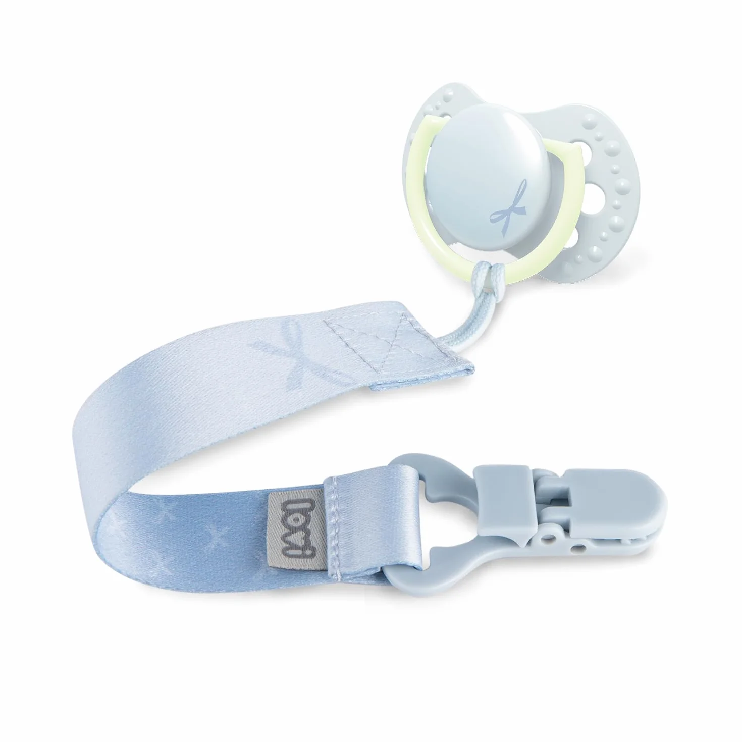 LOVI tasiemka do smoczka Baby Shower Boy, Praktyczne i wygodne zapięcie na klips, Bezpieczne i uniwersalne, wiek 0 m+