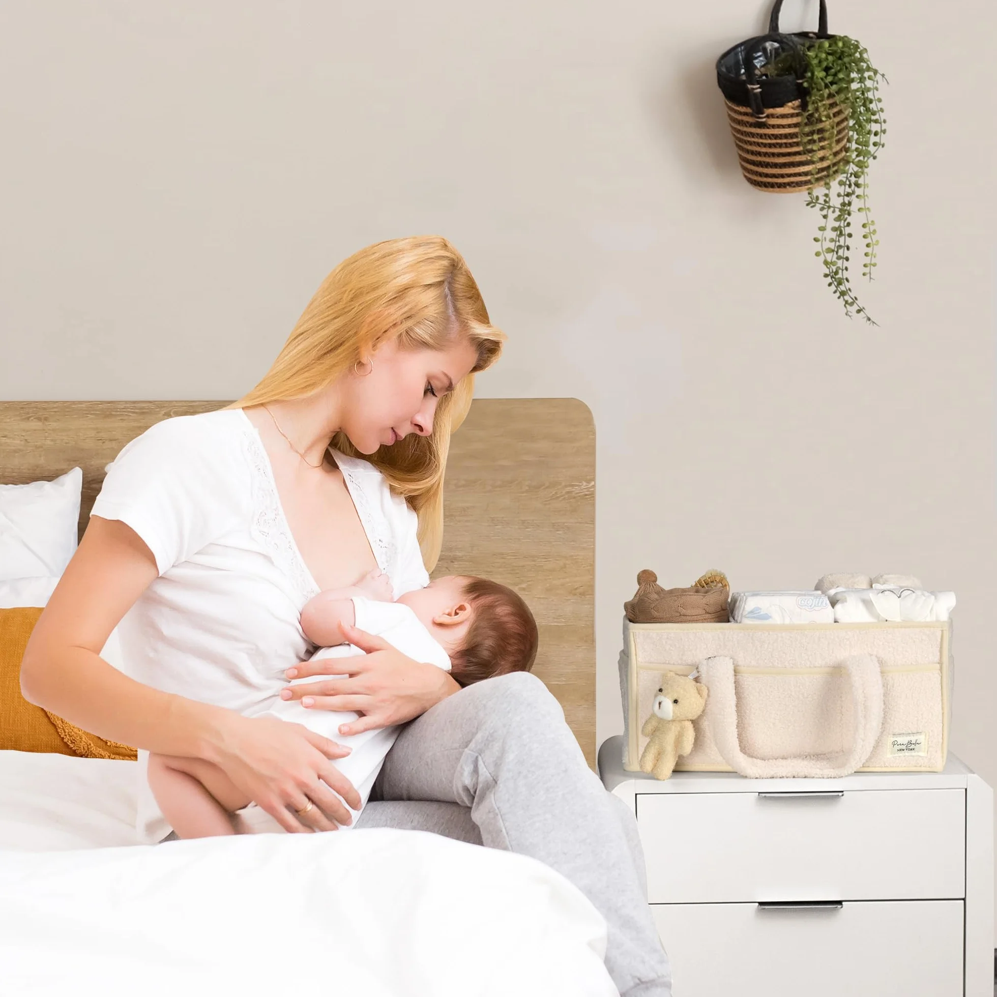 PeraBella Organizer na pieluchy dla niemowląt na stół do przewijania, kosz do przechowywania pieluch i chusteczek dla niemowląt, prezent na baby shower, organizer samochodowy na pieluchy, przenośny