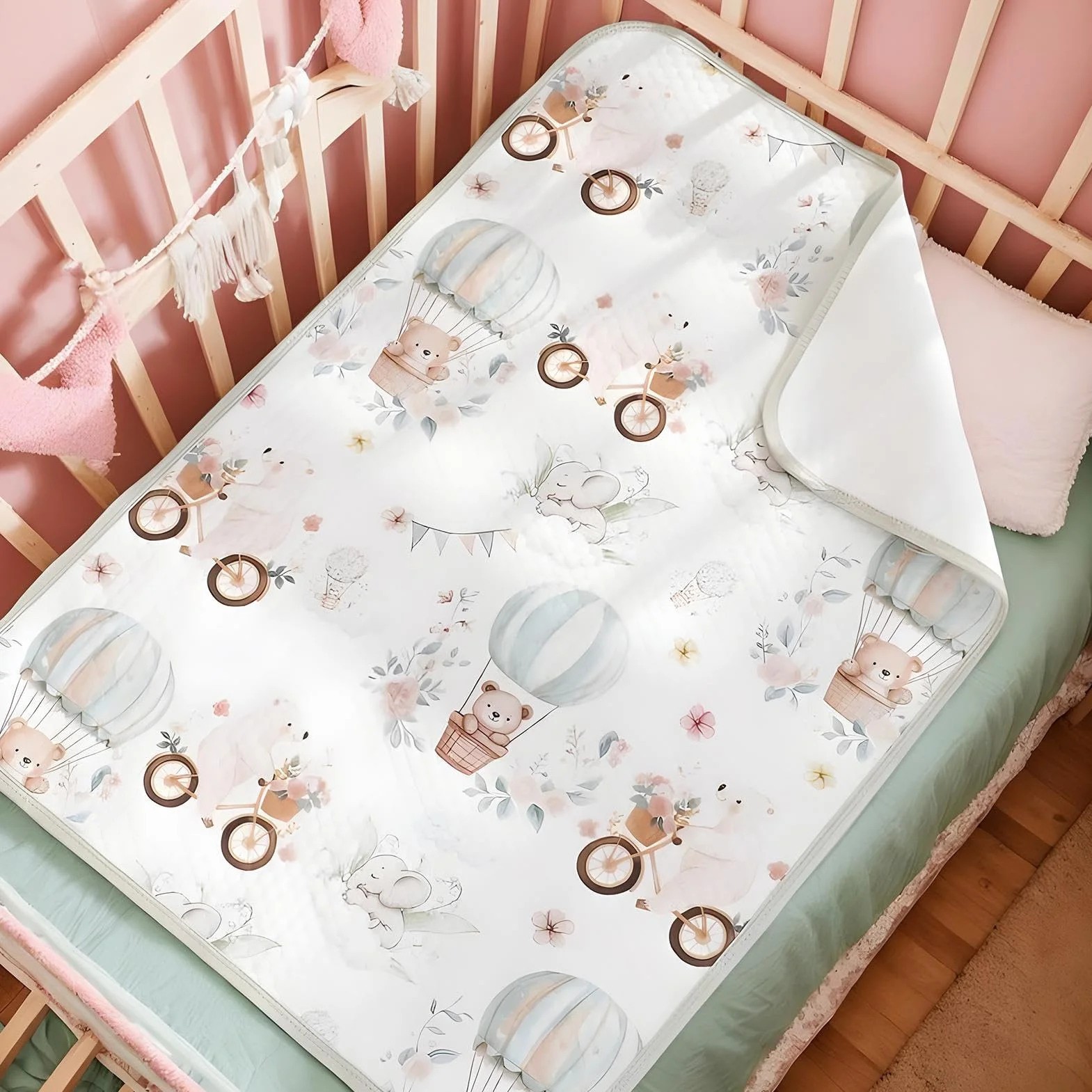 Waterproof Crib Mattress Protector 70x50cm Absorbent Bassinet Liner Sheet