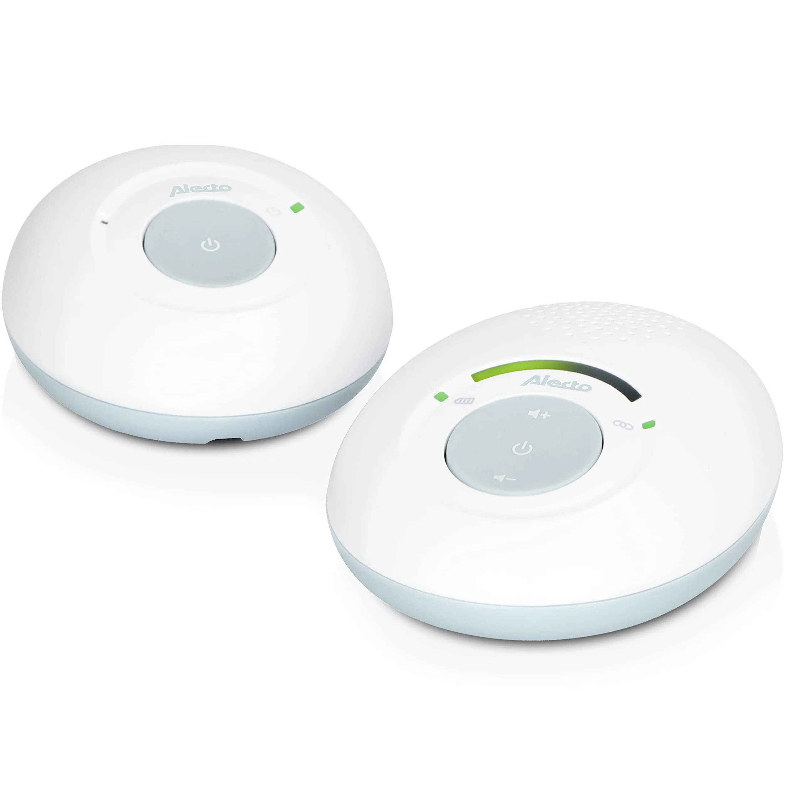 Alecto DBX110 elektroniczna niania audio – cyfrowa niania z DECT – zasięg 300 m – kompaktowa konstrukcja – skala głośności LED – funkcja VOX – niski poziom promieniowania – biała