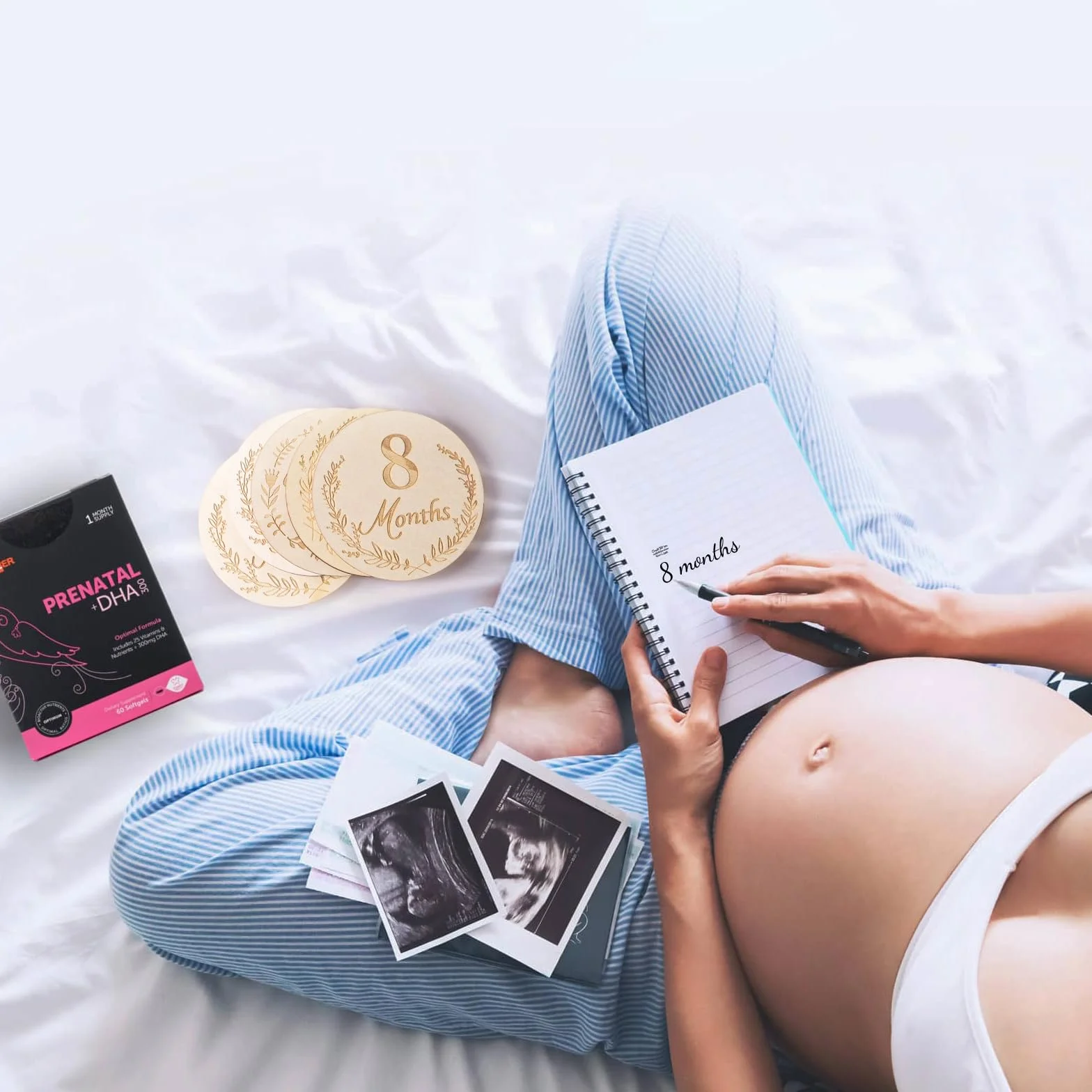 DBREAKS Drewniane kartki dla niemowląt 14 miesięczne akcesoria fotograficzne pudełko na pamiątkę