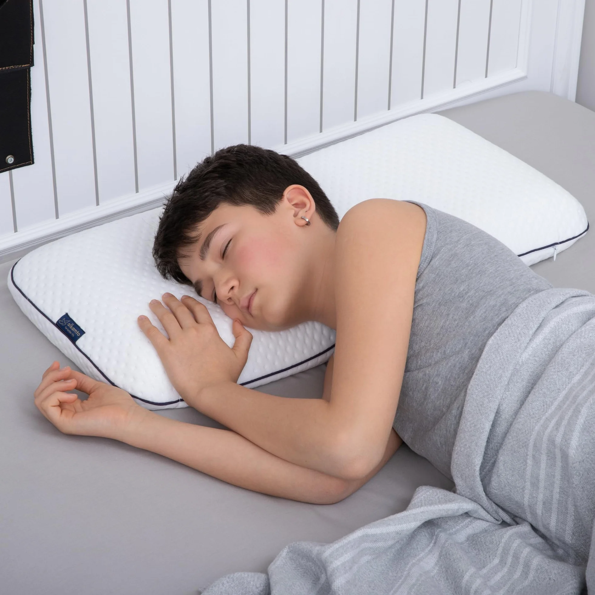 alkamto® Ergonomiczna poduszka dla dzieci, 66 x 33 cm, Öko-Tex, płaska poduszka dla dzieci i małych dzieci od 2 lat (60 x 33 x 6 cm) (60 x 33 x 6 cm)