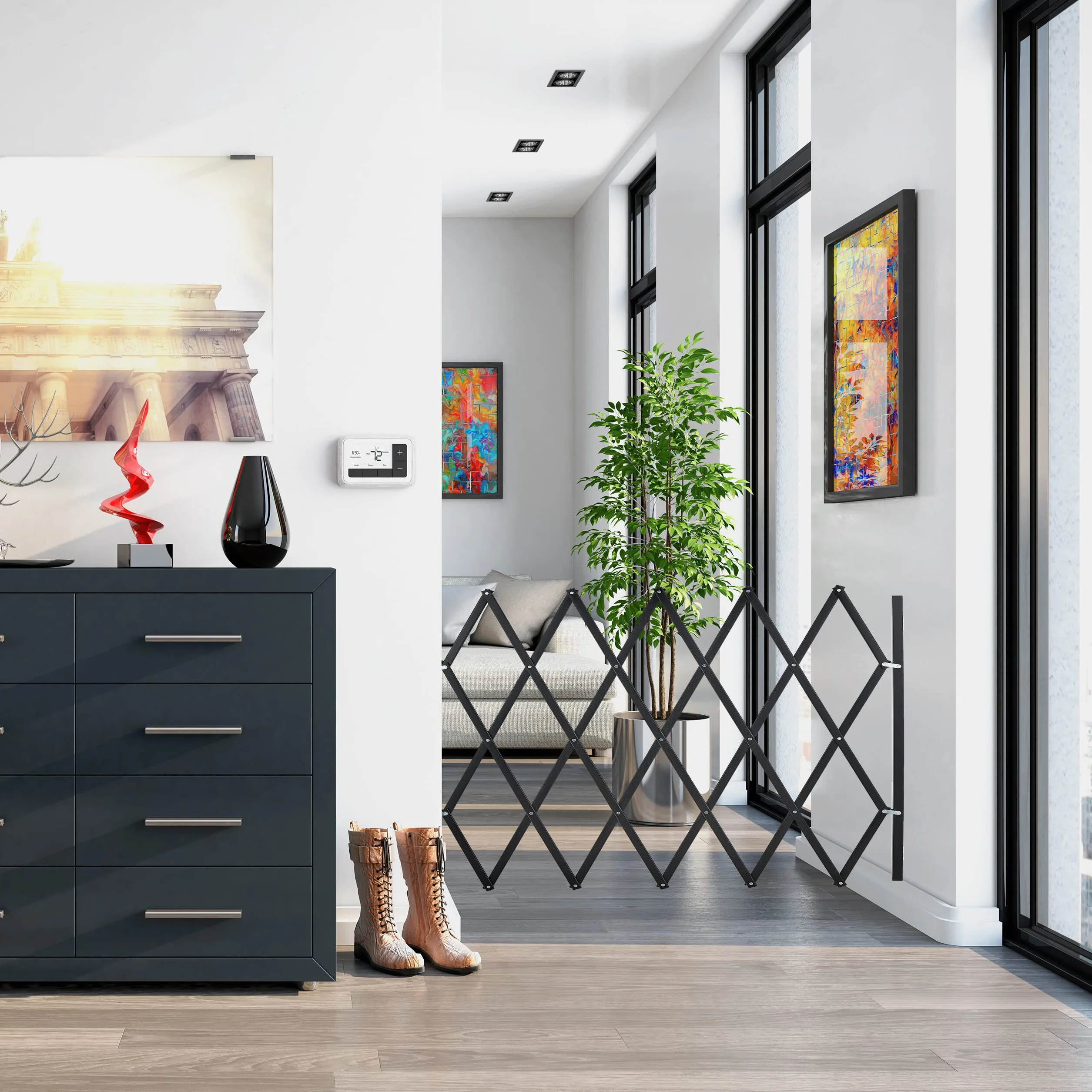 Relaxdays barierka bezpieczeństwa dla psów, do 130 cm, 87,5-100 cm wysokości, Bambus, schody i drzwi, czarna