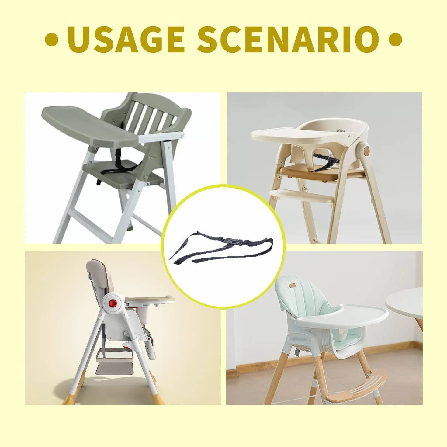 Pas bezpieczeństwa dla niemowląt, szelki na krzesełko dla dzieci, wymienne paski na krzesło, uniwersalne regulowane szelki do wózka dziecięcego, akcesoria do wózka dziecięcego (zestaw C)