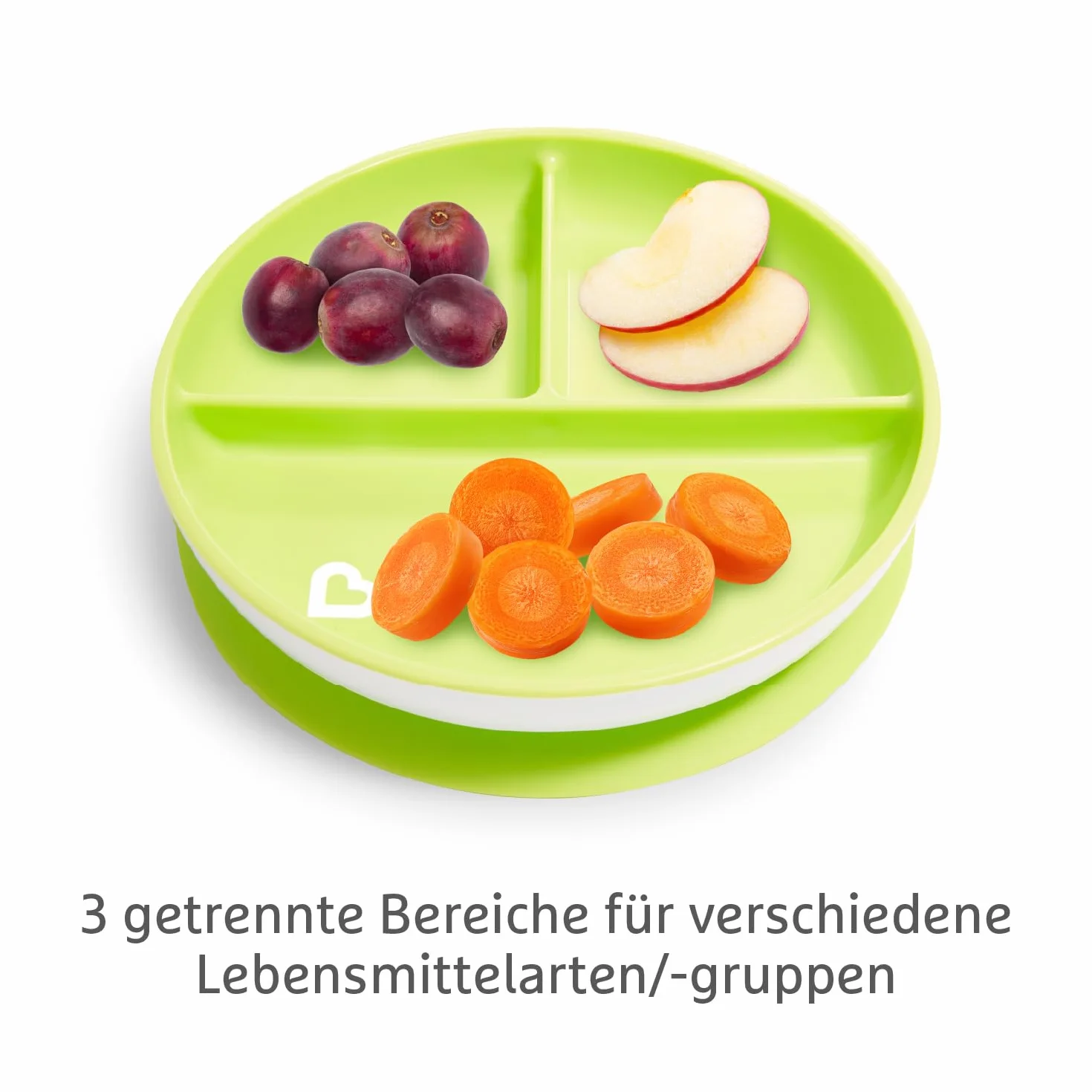 Munchkin Stay Put Divided Plates | Zestaw podzielonych talerzy dla niemowląt z przegrodami | Płyta do ssania 6+m | Bez BPA | 2 sztuki | Niebieski