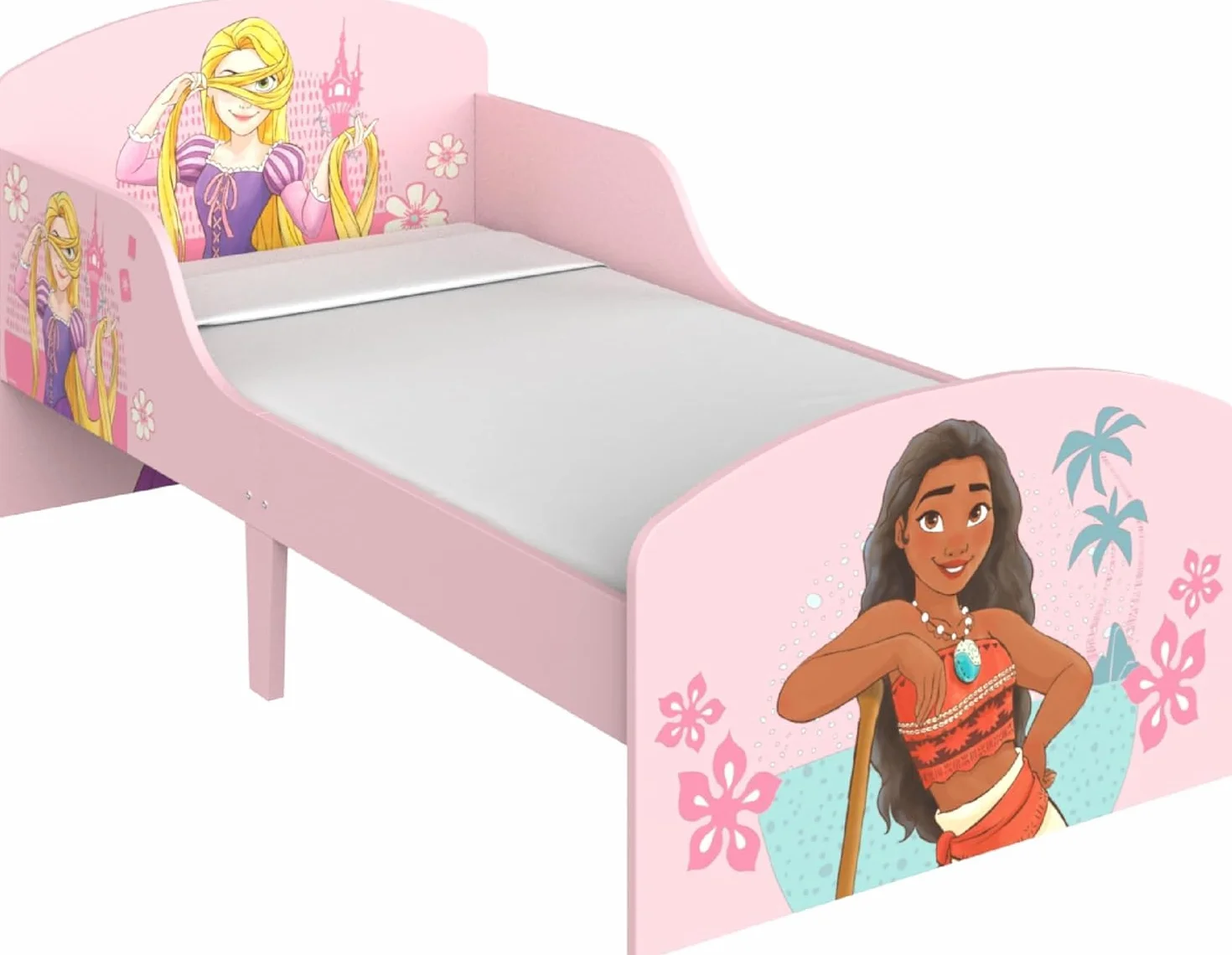 Disney Łóżko dziecięce, różowe wykończenie, 143 cm, szer. x 75 cm, szer. x 64 cm wys