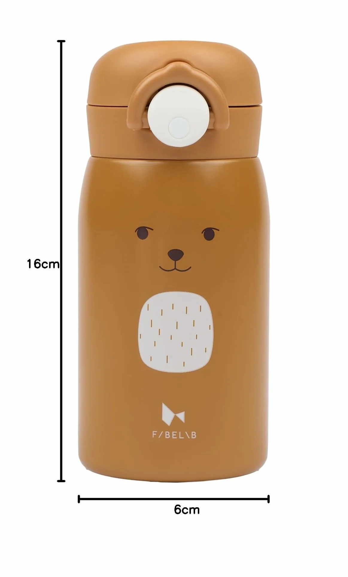 Fabelab Butelka dla dzieci 320 ml | Niedźwiedź ze stali nierdzewnej bez BPA, szkoła zapobiegająca przeciekaniu, butelka na wodę
