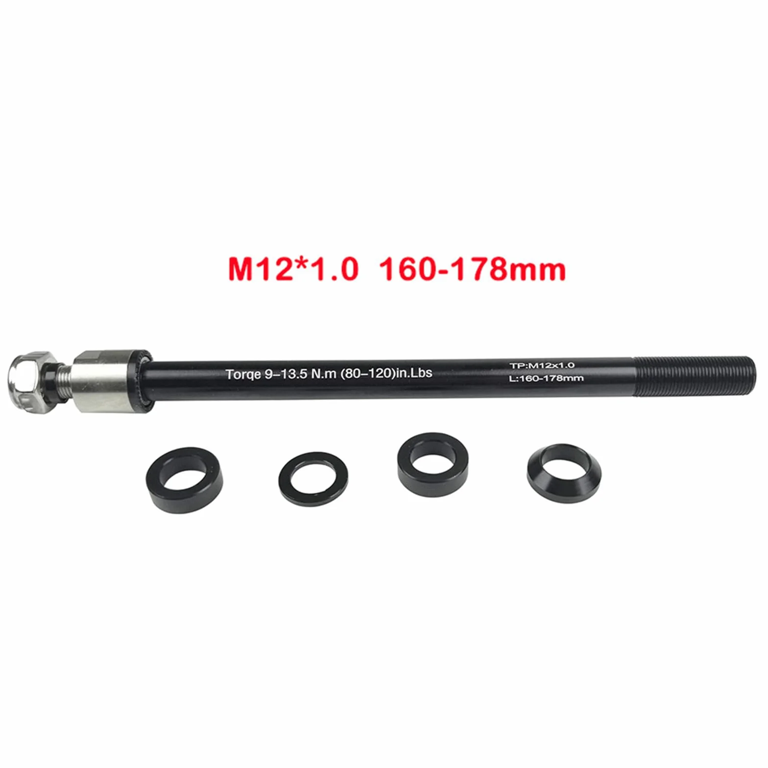 Adapter do przyczepki rowerowej M12 x 1,0, regulowany 160-178 mm, oś wtykowa do roweru tylnego z wspornikami dystansowymi, kompatybilny z 135/142/148 mm, do przyczep, sprzęgła MTB, rowerów wyścigowych