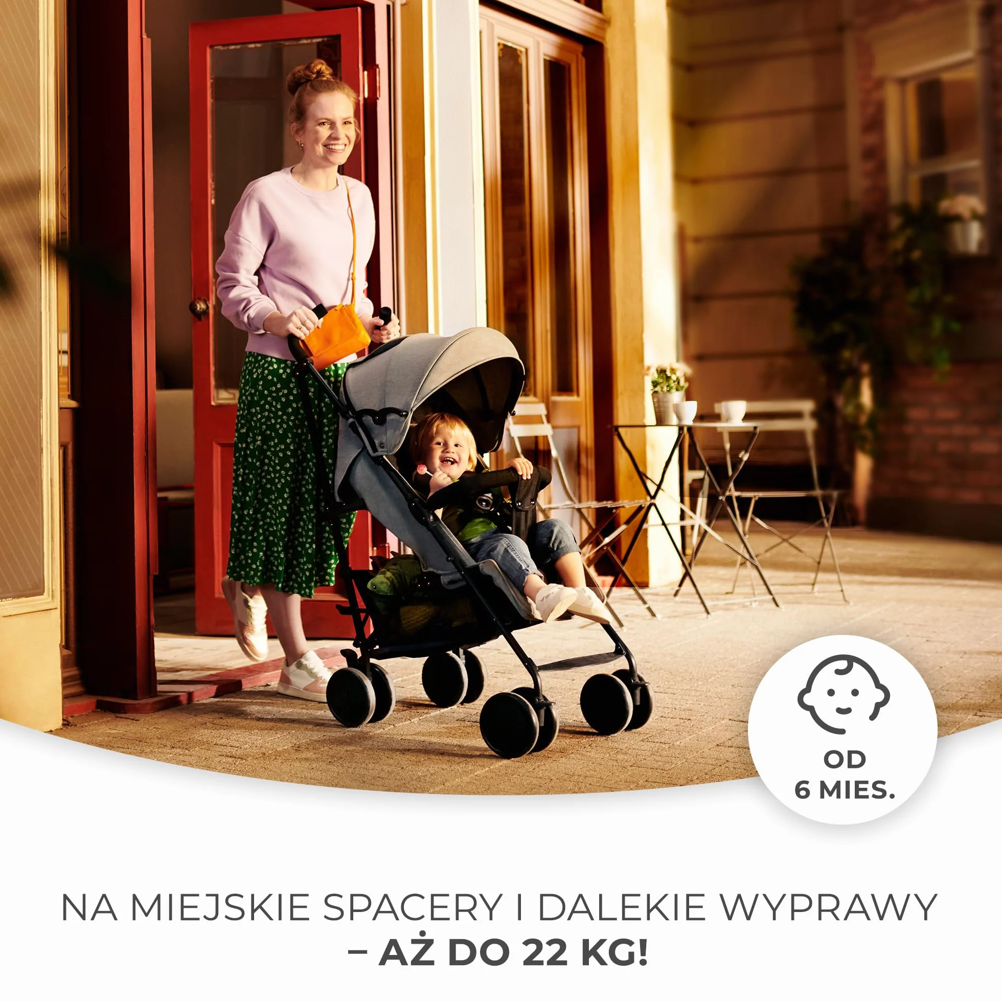 kk Kinderkraft Lekka spacerówka SIESTA, Wózek parasolka, Regulacja oparcie do pozycji leżącej, Powiększana budka, Szybkie i łatwe składanie do kompaktowych rozmiarów, aż do 22 kg, Szary