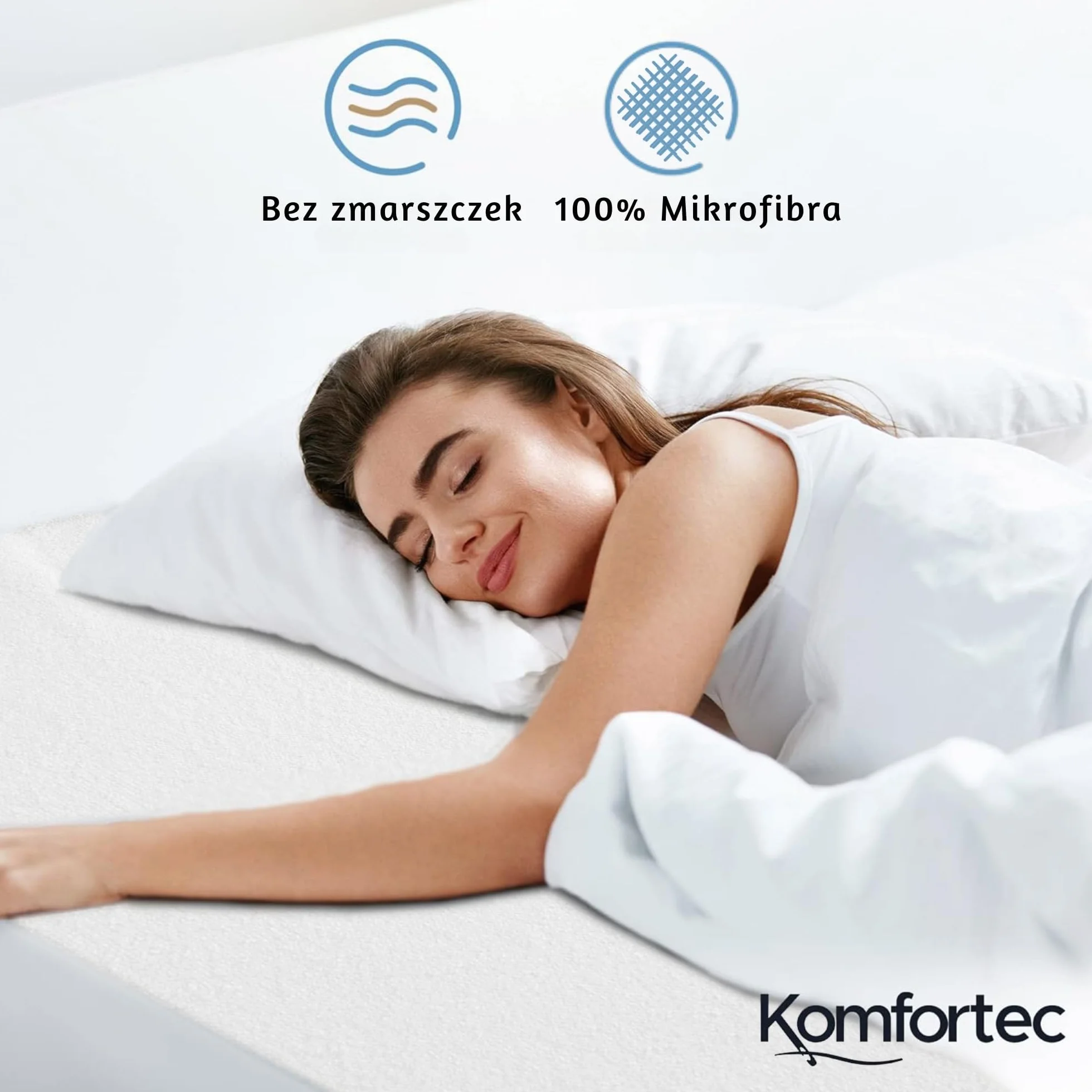 Komfortec Wodoszczelny ochraniacz na materac 180 x 200 cm Oeko-Tex oddychający miękki pokrowiec ochronny