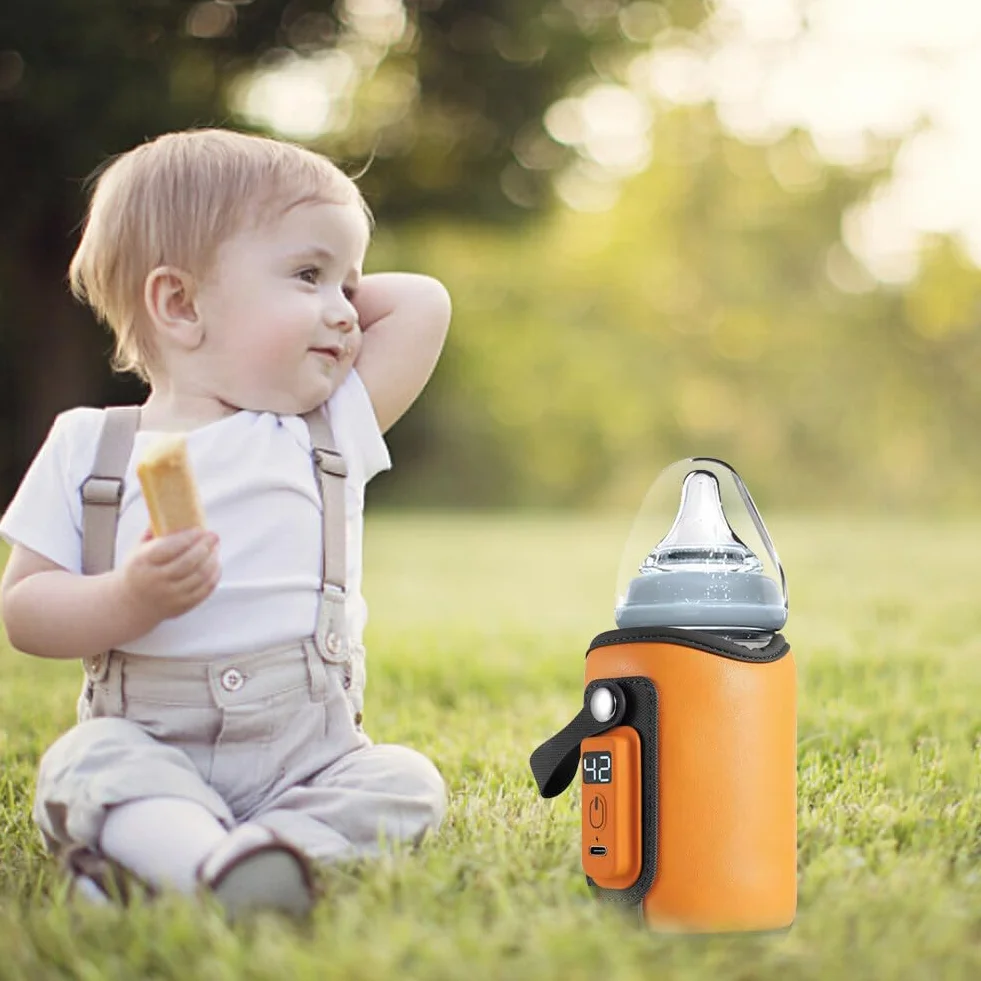 Podgrzewacz do butelek dla niemowląt, przenośny, USB do utrzymania temperatury, podgrzewacz do butelek dla niemowląt z wyświetlaczem temperatury, podgrzewanie mleka i pożywienia dla niemowląt,
