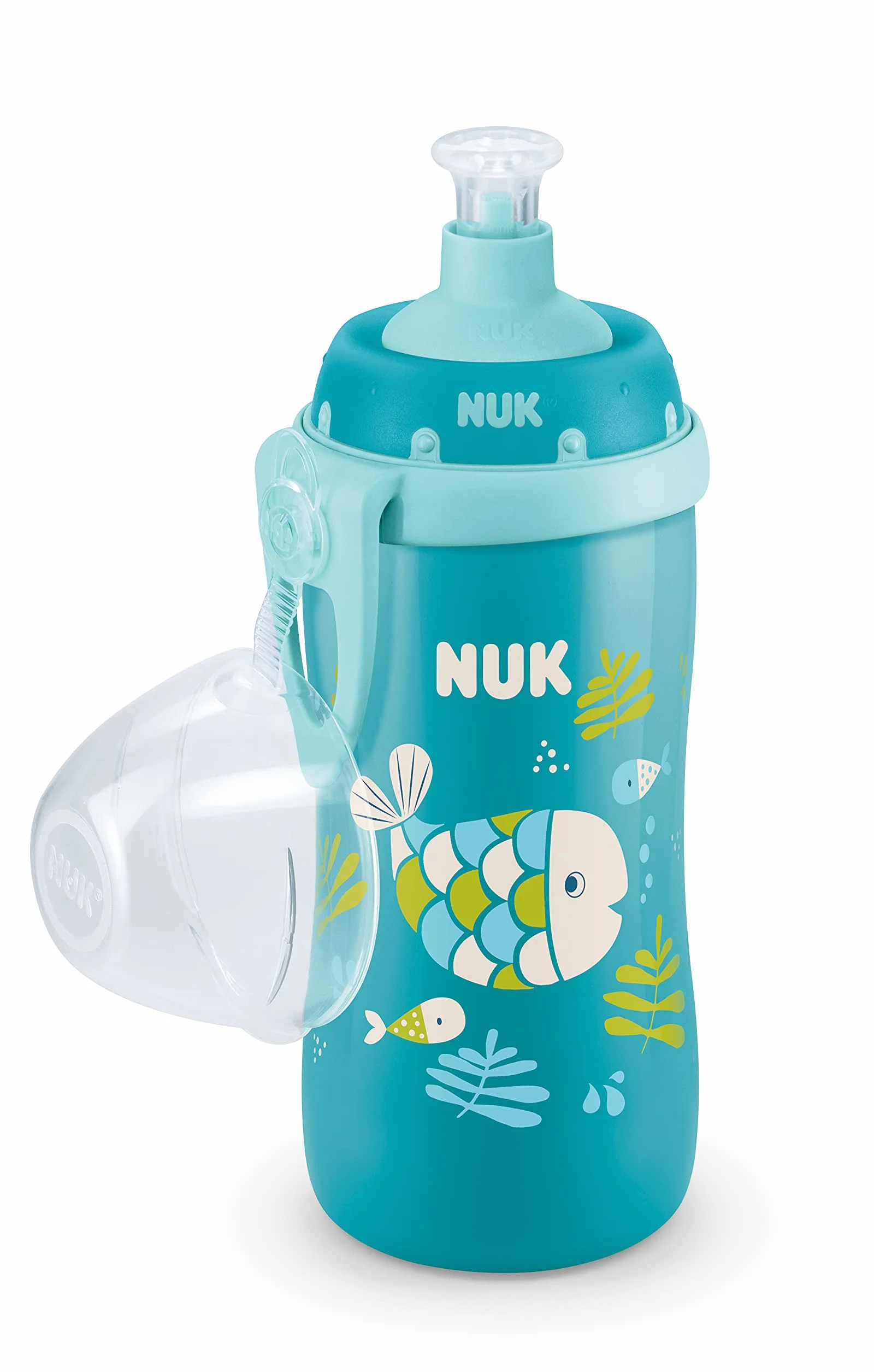 NUK Junior Cup butelka do picia z efektem kameleona | 18+ miesięcy | ze zmianą koloru | szczelny kubek do nauki picia z przyssawką Push-Pull | klips i nasadka ochronna | nie zawiera BPA | 300 ml |
