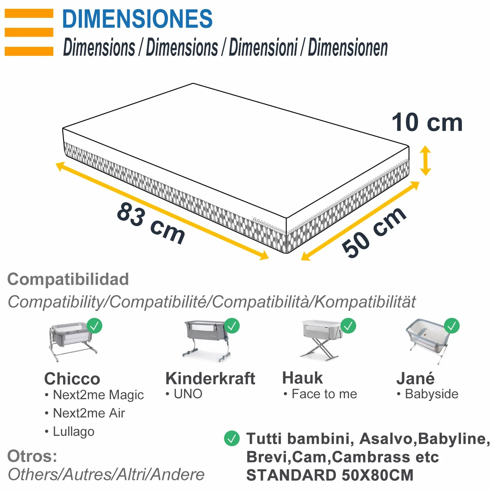 Materac Co-Sleeping PEKITAS 50x83 cm 10 cm oddychający hybrydowy dwustronny