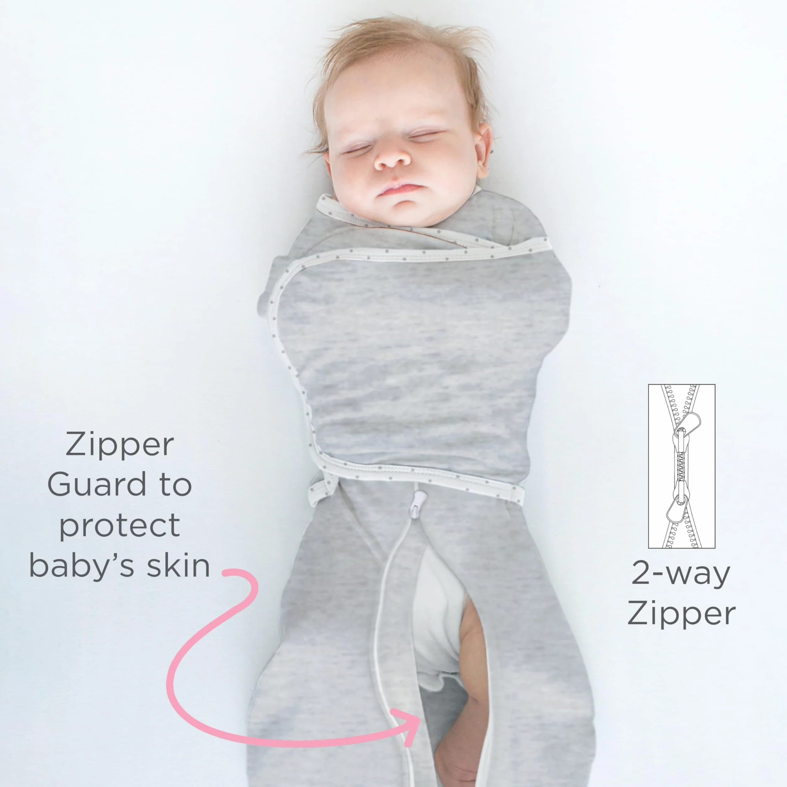 SwaddleDesigns Omni worek do przewijania, rękawy do połowy długości i mankiety z rękawiczkami, łatwe przejście, wrzosowy róż brzoskwiniowy, 0-3 miesiące