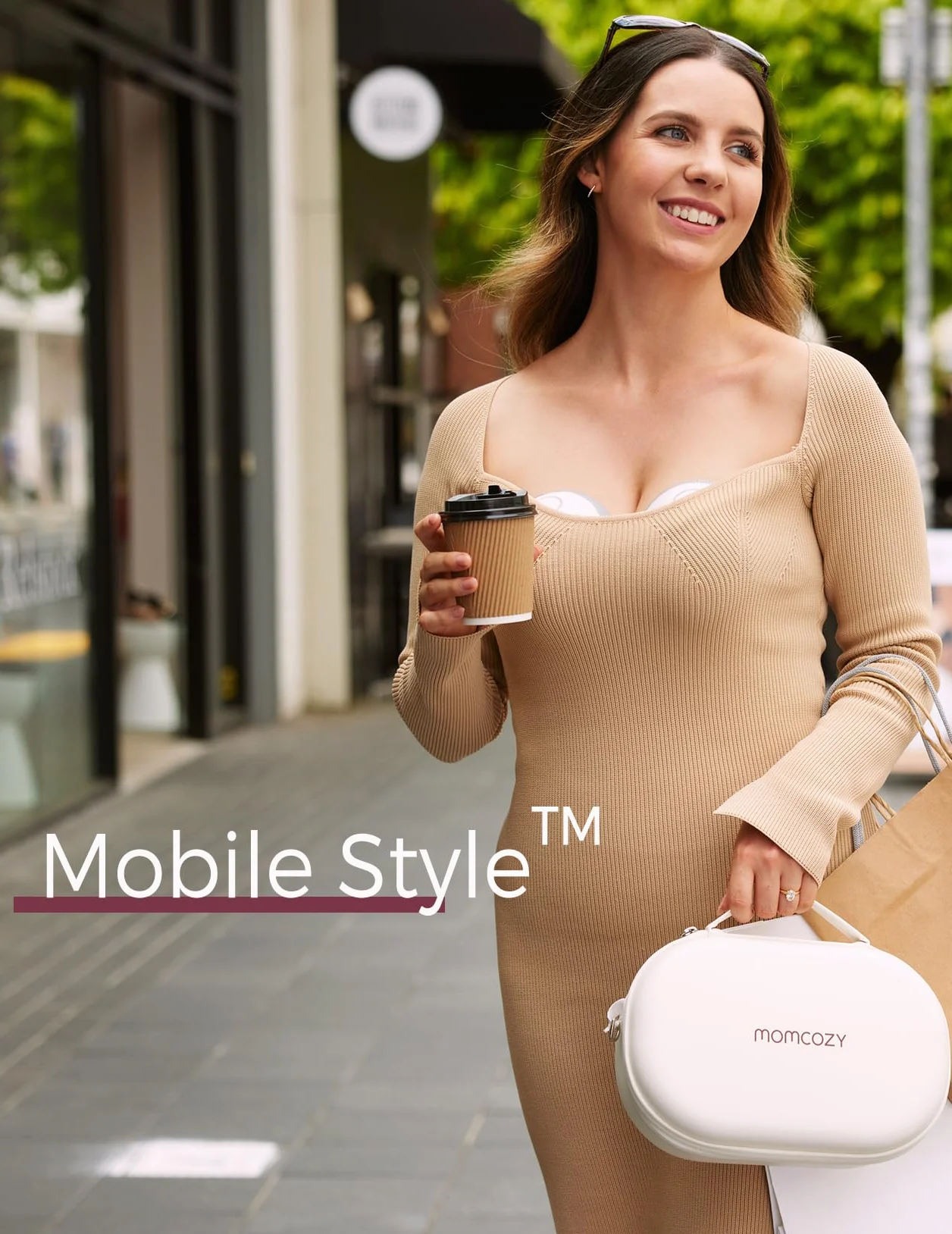 Momcozy M6 Laktator bez użycia rąk w stylu mobilnym | Laktator noszony na ciele, idealny rytm dla większej ilości mleka, podwójne dopasowanie kółka z więcej dopasowań i dyskretny z 3 trybami i 9