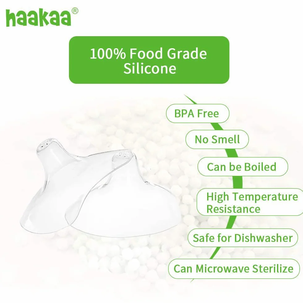 Haakaa Nippleshield silikonowa ochrona sutków do karmienia piersią, z torbą do noszenia, bardzo cienka, super miękka, 18 mm, 2 sztuki