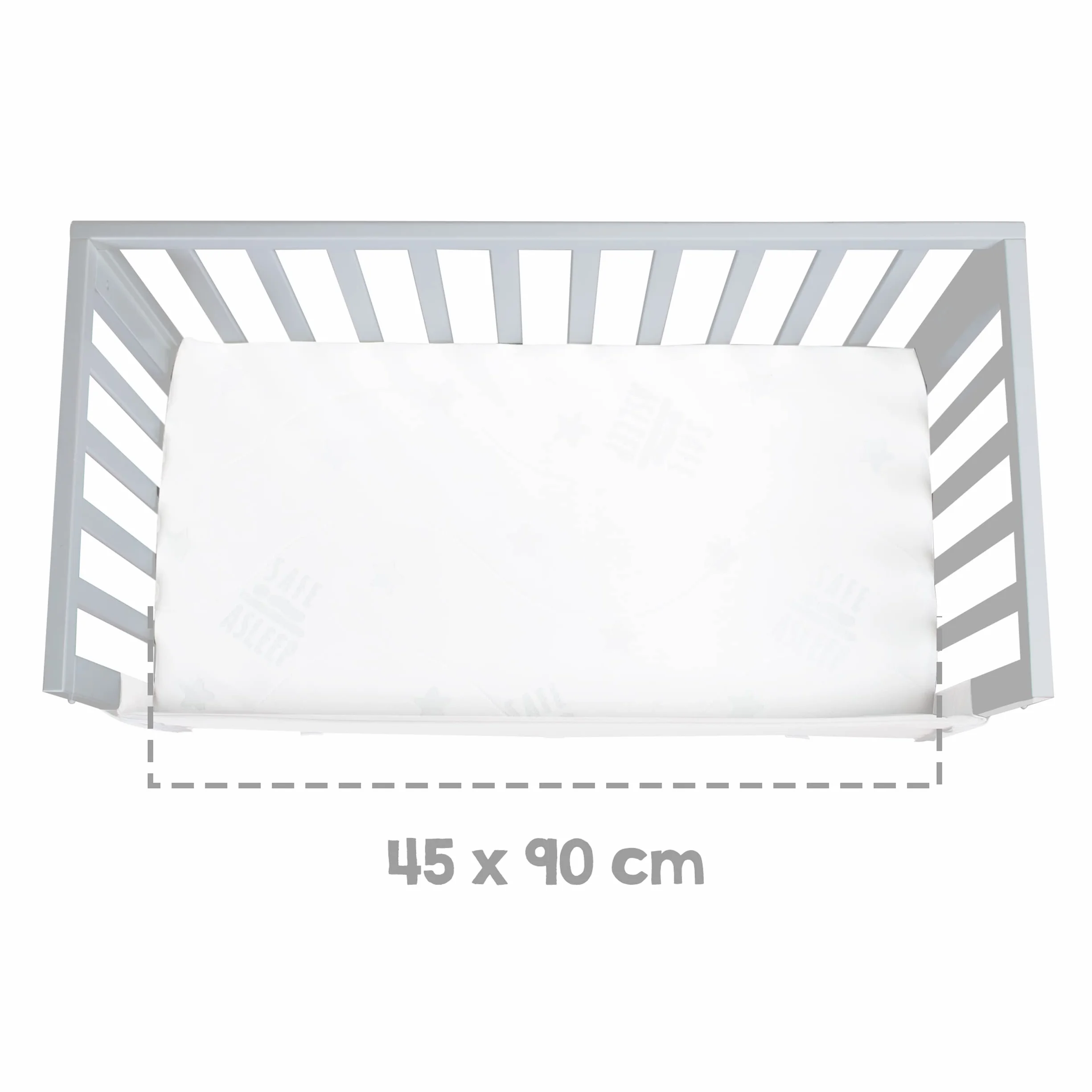 roba Cododo Łóżko 45 x 90 cm safe asleep 3 w 1 - Regulowana wysokość - Kompletny zestaw z łóżeczkiem, materacem, płotą płócienną i kółkami hamulcowymi - drewno szare