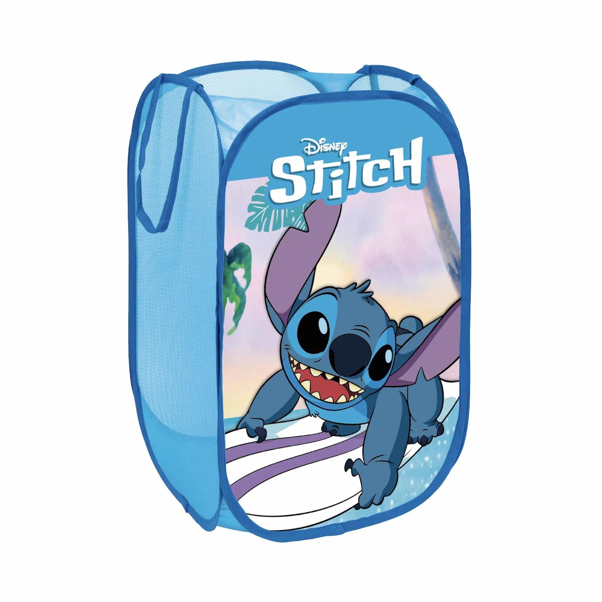 SUPERDIVER Składany Kosz na Zabawki i Ubrania Stitch 36x36x58 cm Oficjalna Licencja Disney