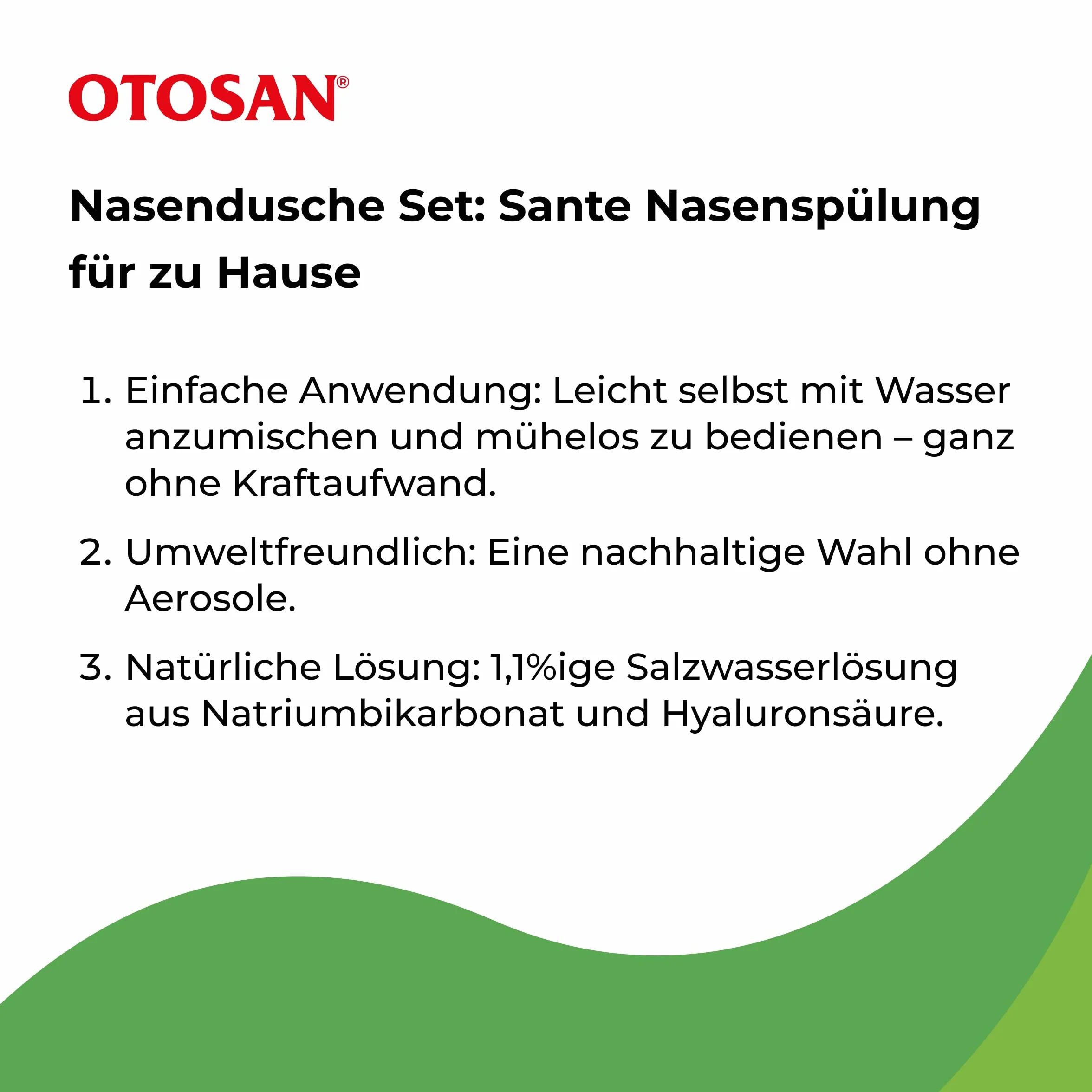 OTOSAN Zestaw do płukania nosa i oczyszczania nosa z 30 saszetkami na sól do płukania nosa