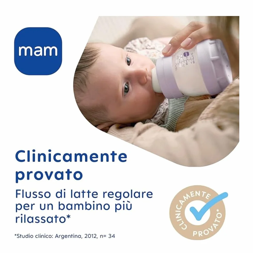 MAM Butelka do karmienia Easy Start, 2 butelki dla niemowląt, 0-2 miesiące, 160 ml, 1 na 0+ miesięcy, silikonowy smoczek SkinSoft, Bio-okrągły, neutralny