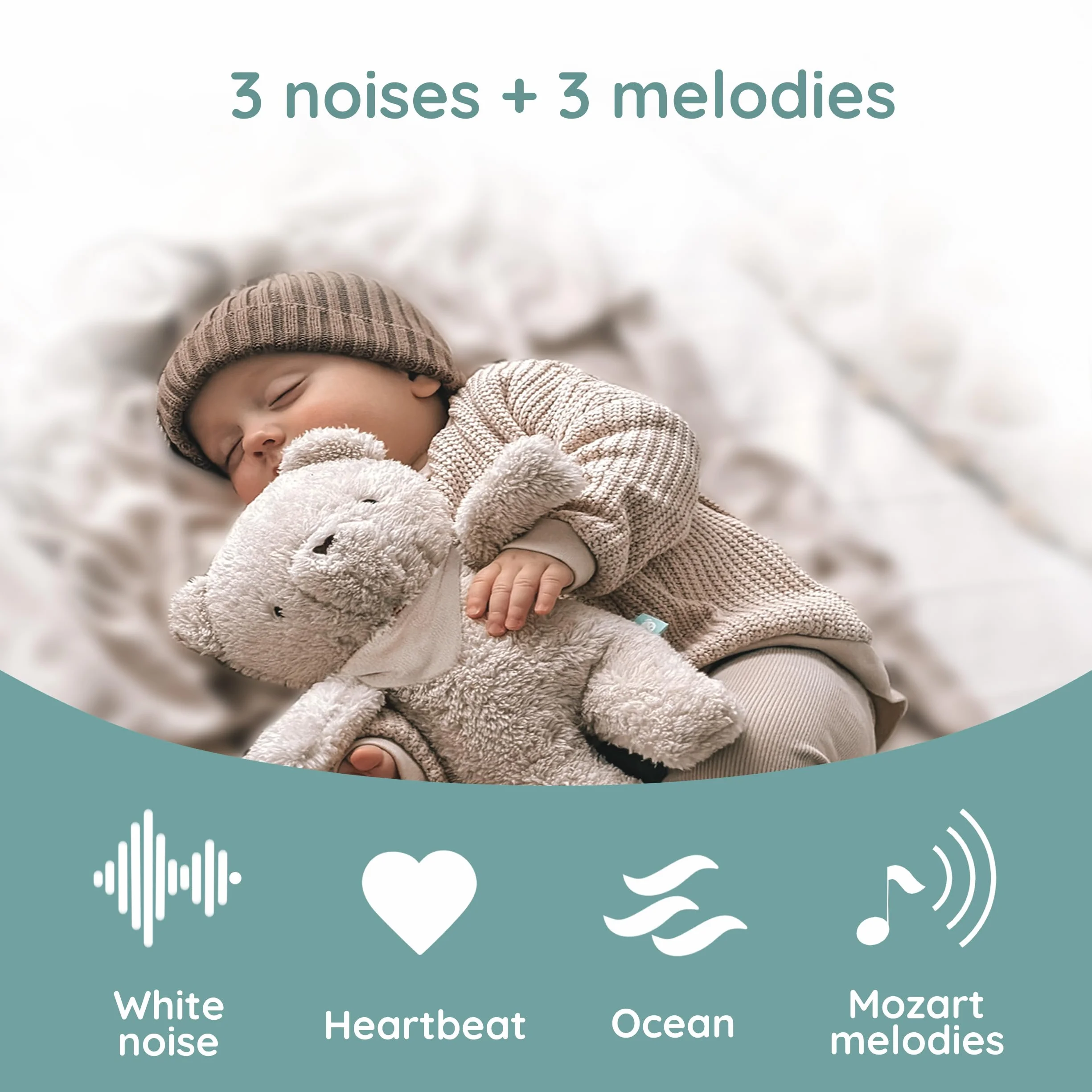 myHummy Niedźwiedź drzemka 5 w 1 ze światłem beżowy