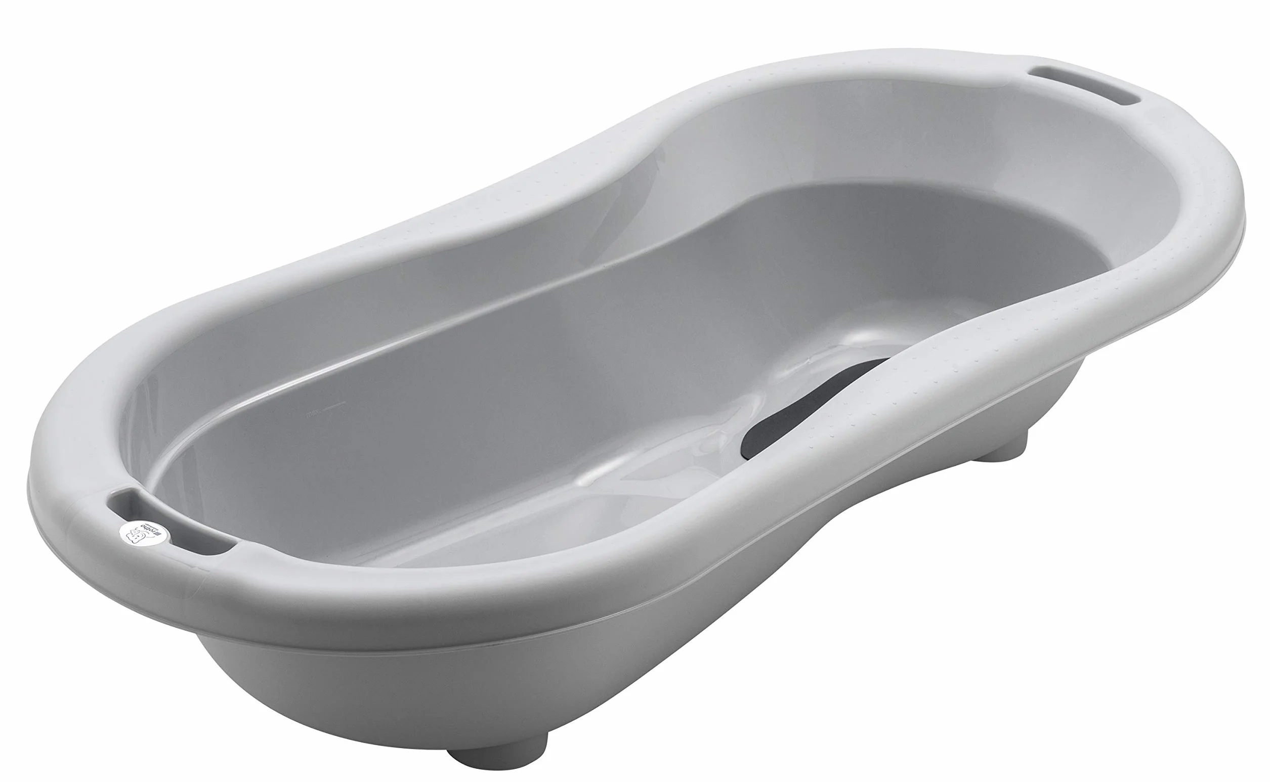 Rotho Babydesign TOP Xtra Duża wanienka z 2 matami antypoślizgowymi i korkiem spustowym, Stone Grey