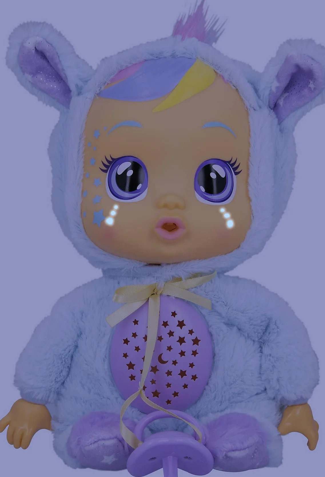 CRY BABIES Goodnight Gwiaździste niebo Jenna/Sleepy Time lalka niemowlęca ze światłami LED, łzy, kołysanki i projektor gwiazd, lampka nocna - lalka na dobranoc dla dzieci w wieku 18 m