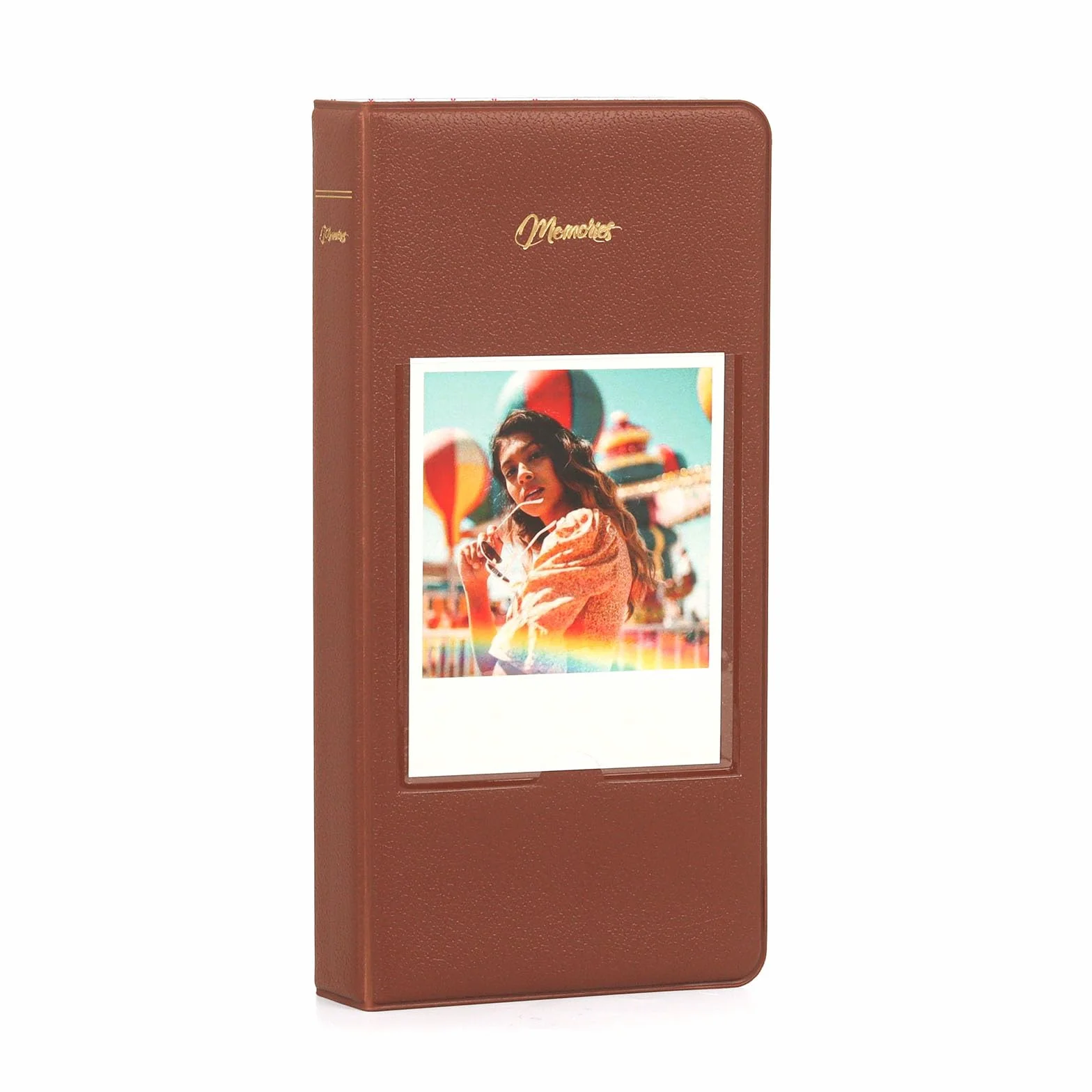 VOVMOEYA 64 kieszonkowy album fotograficzny do Fujifilm Instax Wide 400/300/210, do aparatów Polaroid, slip In Photo Book Album 16-Page Holds 64 Pictures 8,5 x 10 cm Camera Film Storage-Brown