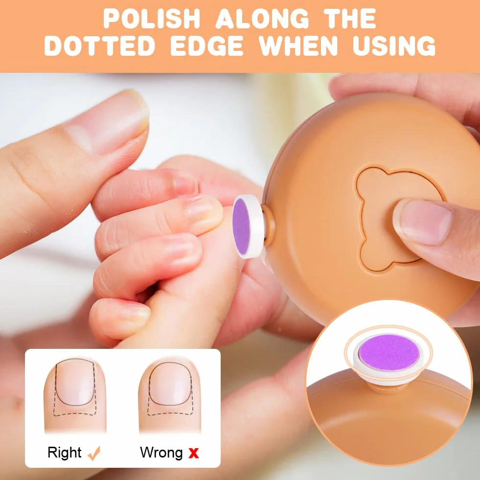 Vicloon Elektryczny trymer do paznokci dla niemowląt, 6 w 1, zasilany bateriami, zestaw do manicure z trymerem do paznokci, elektryczne obcinaczki do paznokci dla niemowląt, elektryczny zestaw do