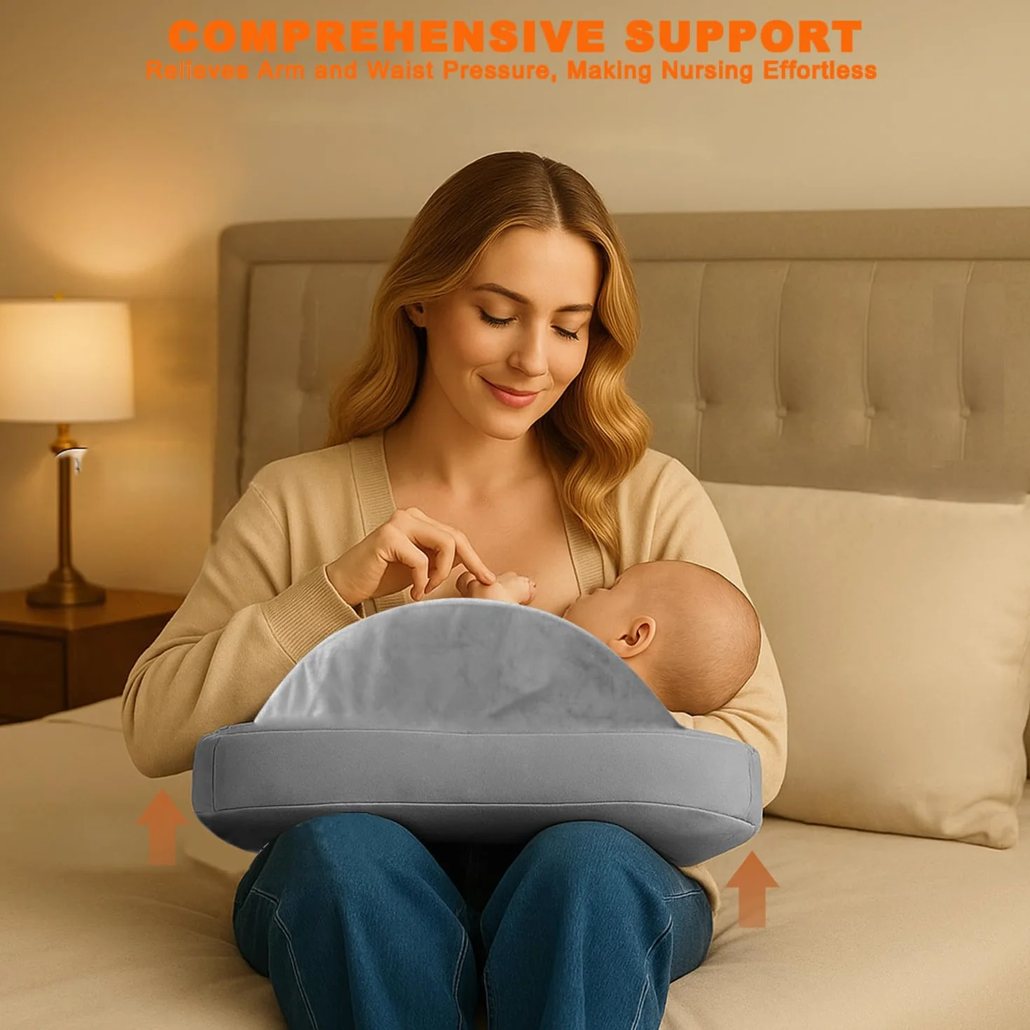 Mała poduszka do karmienia z bezpiecznym obramowaniem, ergonomiczna, regulowana, zdejmowana poduszka do karmienia w podróży, pianka z pamięcią kształtu, poszewka na poduszkę nadaje się do