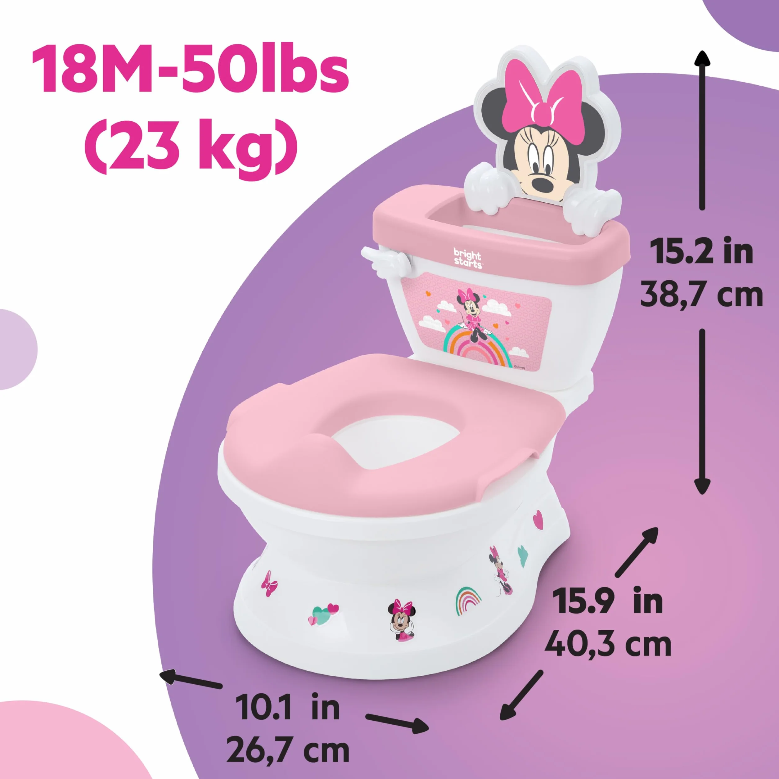 Disney Baby Minnie Mouse My Size toaleta do nauki korzystania z nocnika Bright Starts