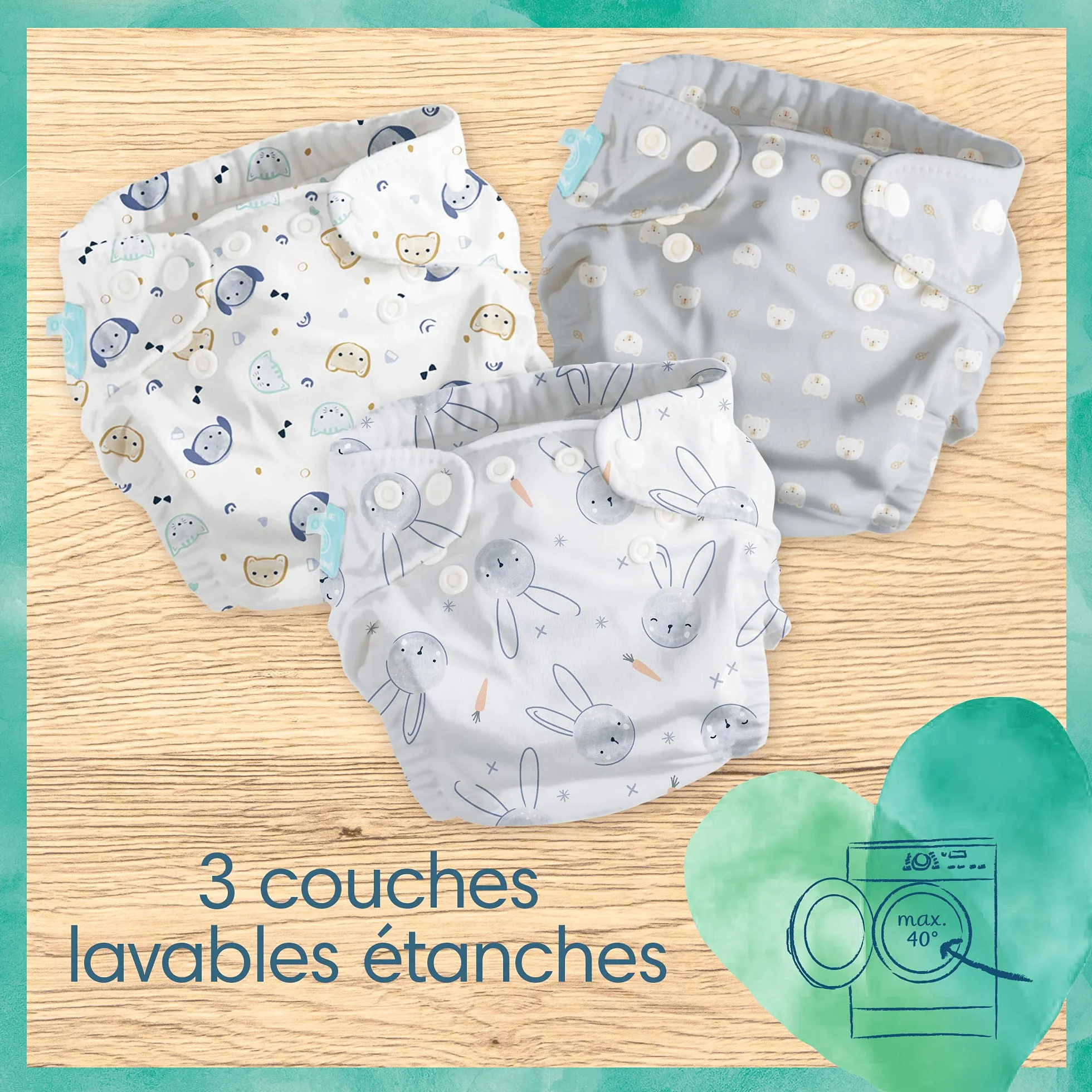 Pampers - Harmony Hybrid Starter Pack, 3 pieluchy do prania + 25 jednorazowych warstw wierzchnich - 1 opakowanie