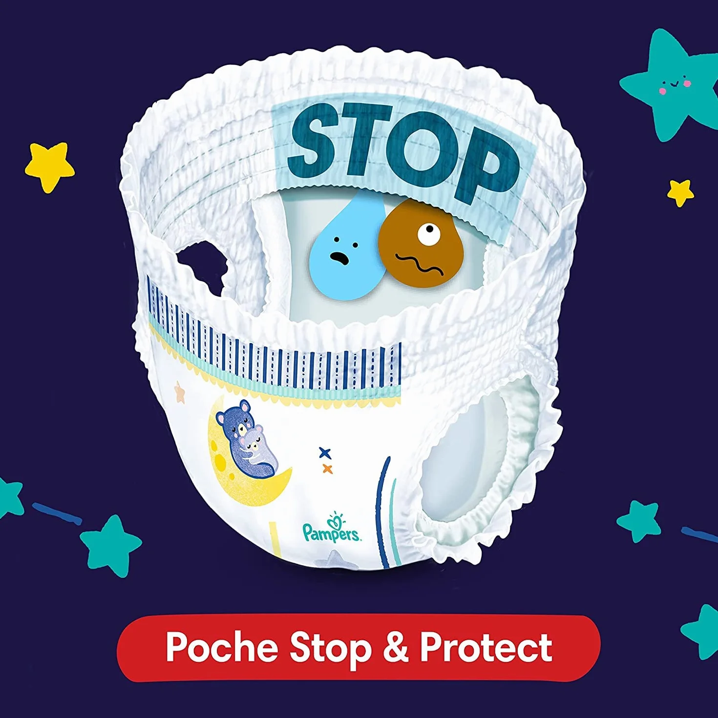 Pampers, rozmiar 5, 160 pieluch-majtek, 12-17 kg, wsparcie przed wyciekiem 360° z super chłonnym sercem dla wzmocnienia ochrony przez całą noc, opakowanie 1 miesiąc