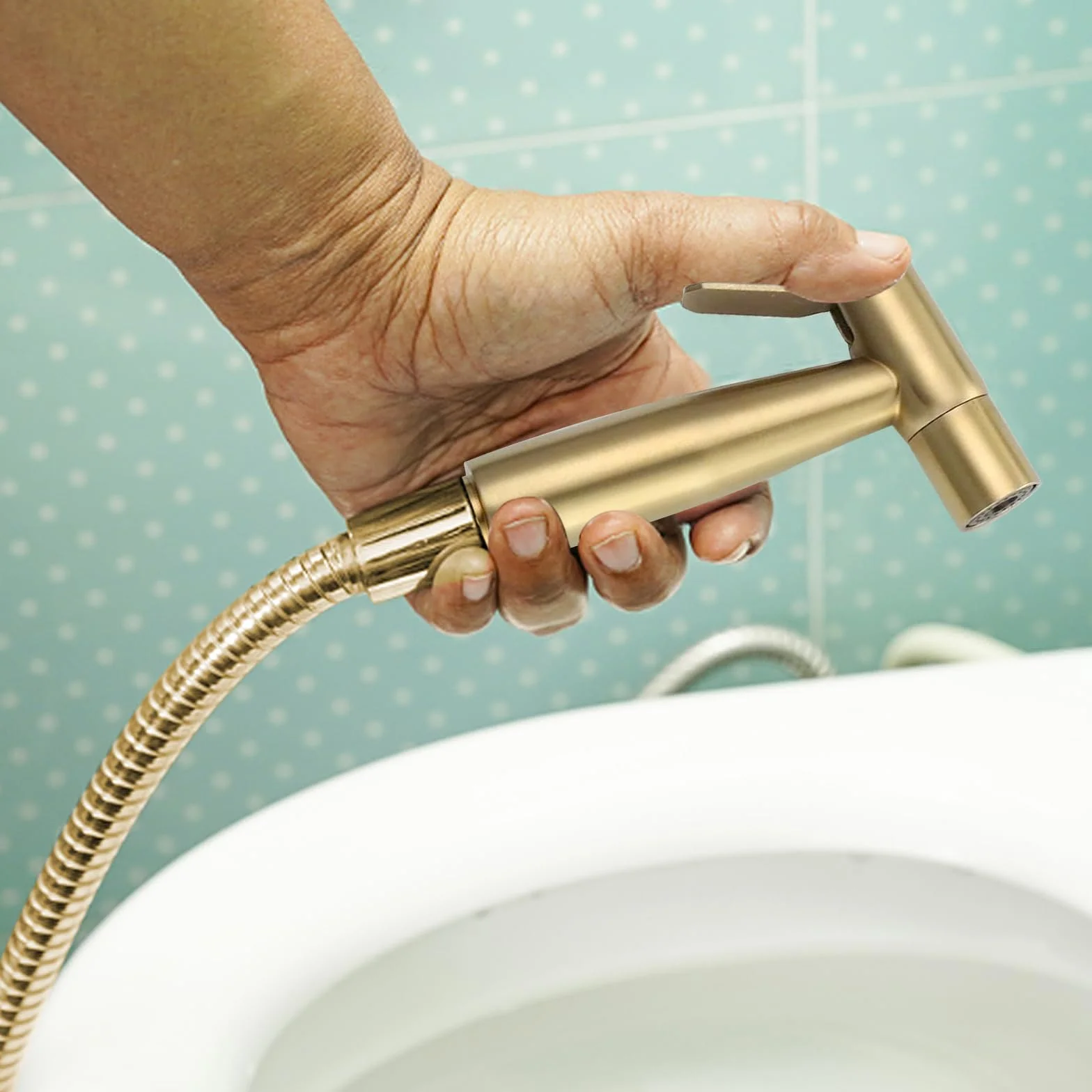 Ręczny opryskiwacz bidetowy SUS304 ze stali nierdzewnej z wężem prysznicowym, przenośny zestaw opryskiwaczy bidetowych G1/2", polerowany adapter do kranów, głowica prysznicowa do czyszczenia toalety,