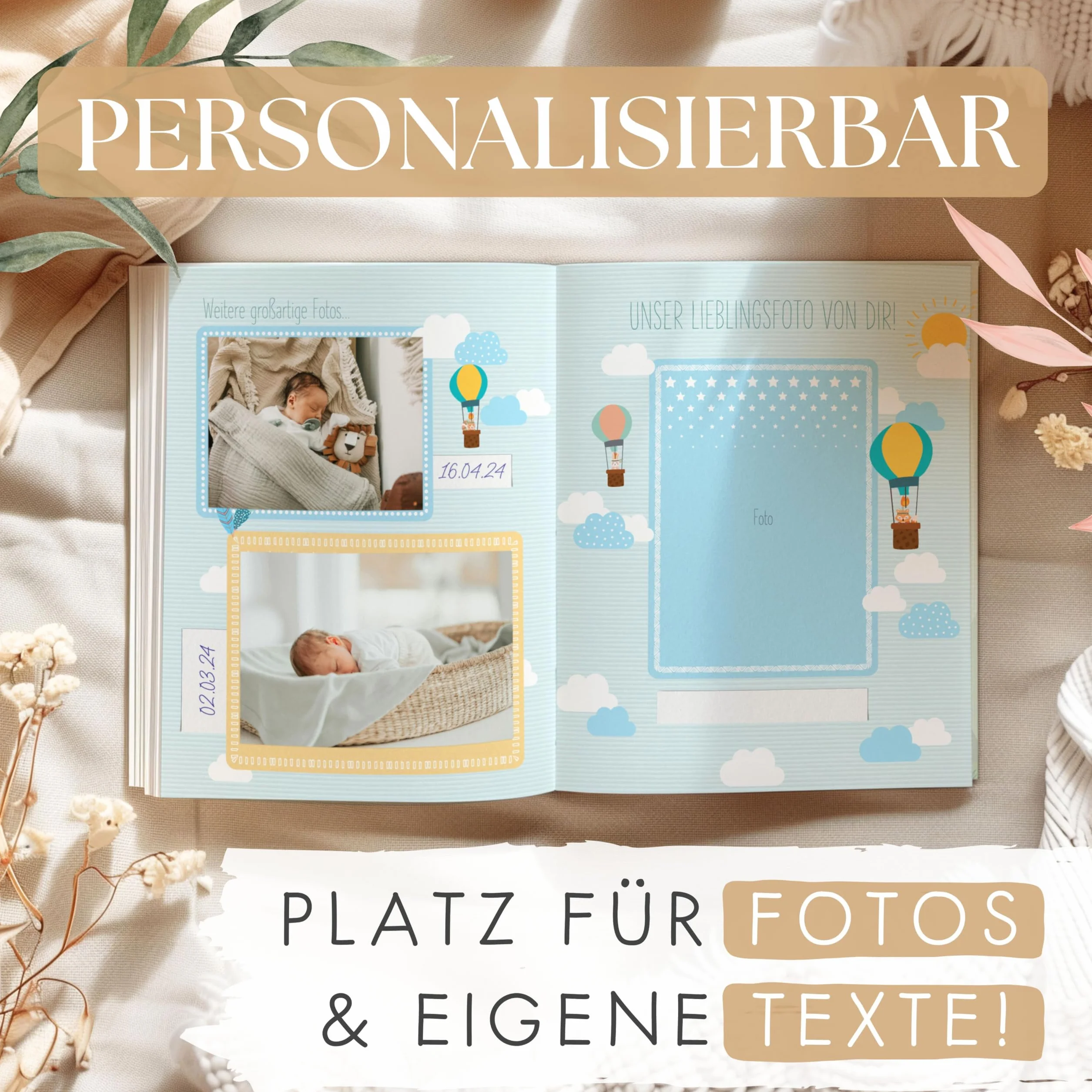 TWIVEE Babyalbum Babybuch zum Eintragen Mädchen und Jungen Erinnerungsbuch erstes Jahr